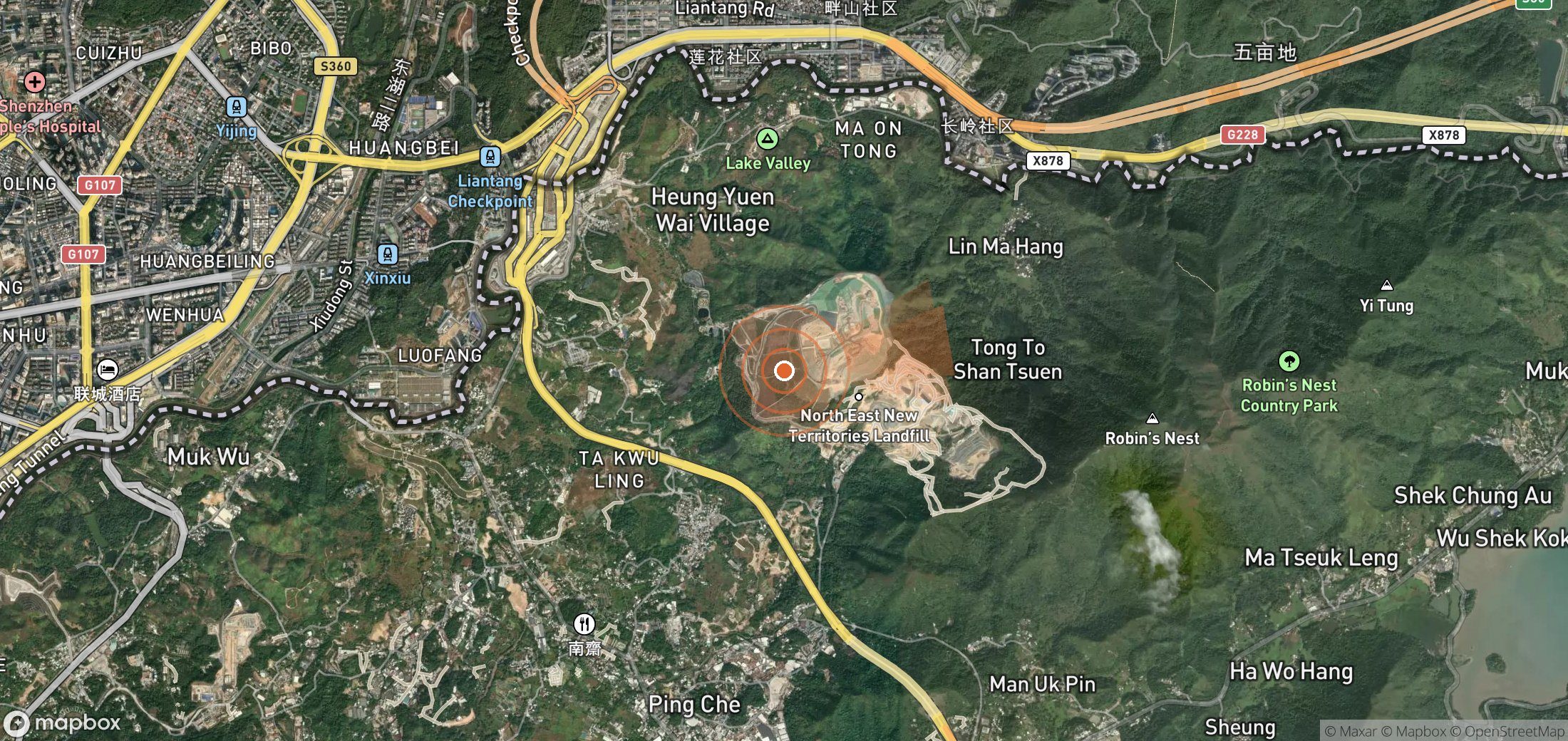 Satellite map of methane plume locations in China