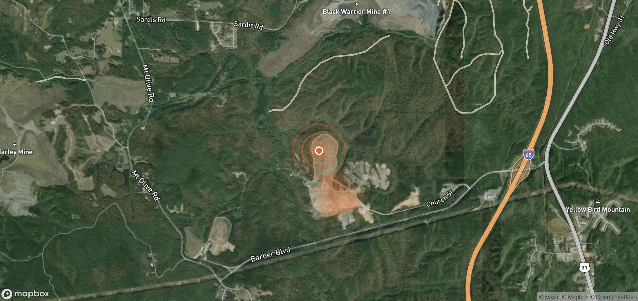 Satellite map of methane plume locations in United States