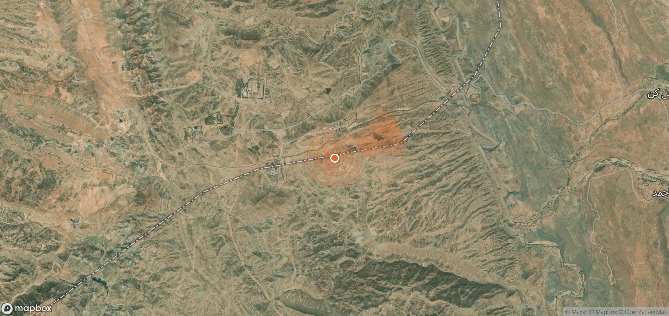 Mapa satelital de plumas de metano en Irán