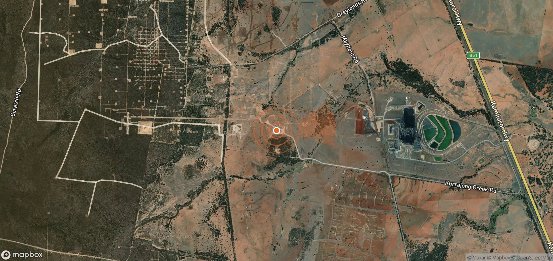 Satellite map of methane plume locations in Australia