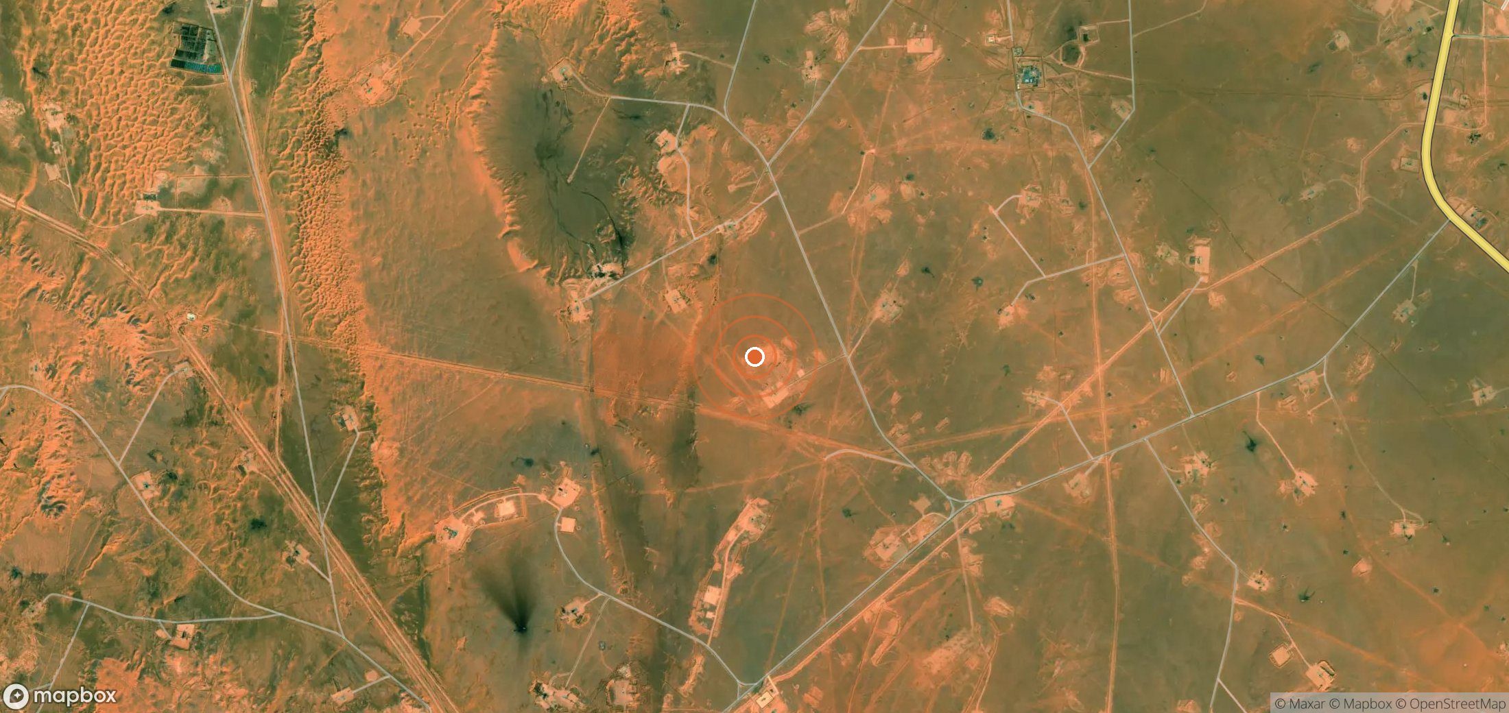 Mapa satelital de plumas de metano en Argelia