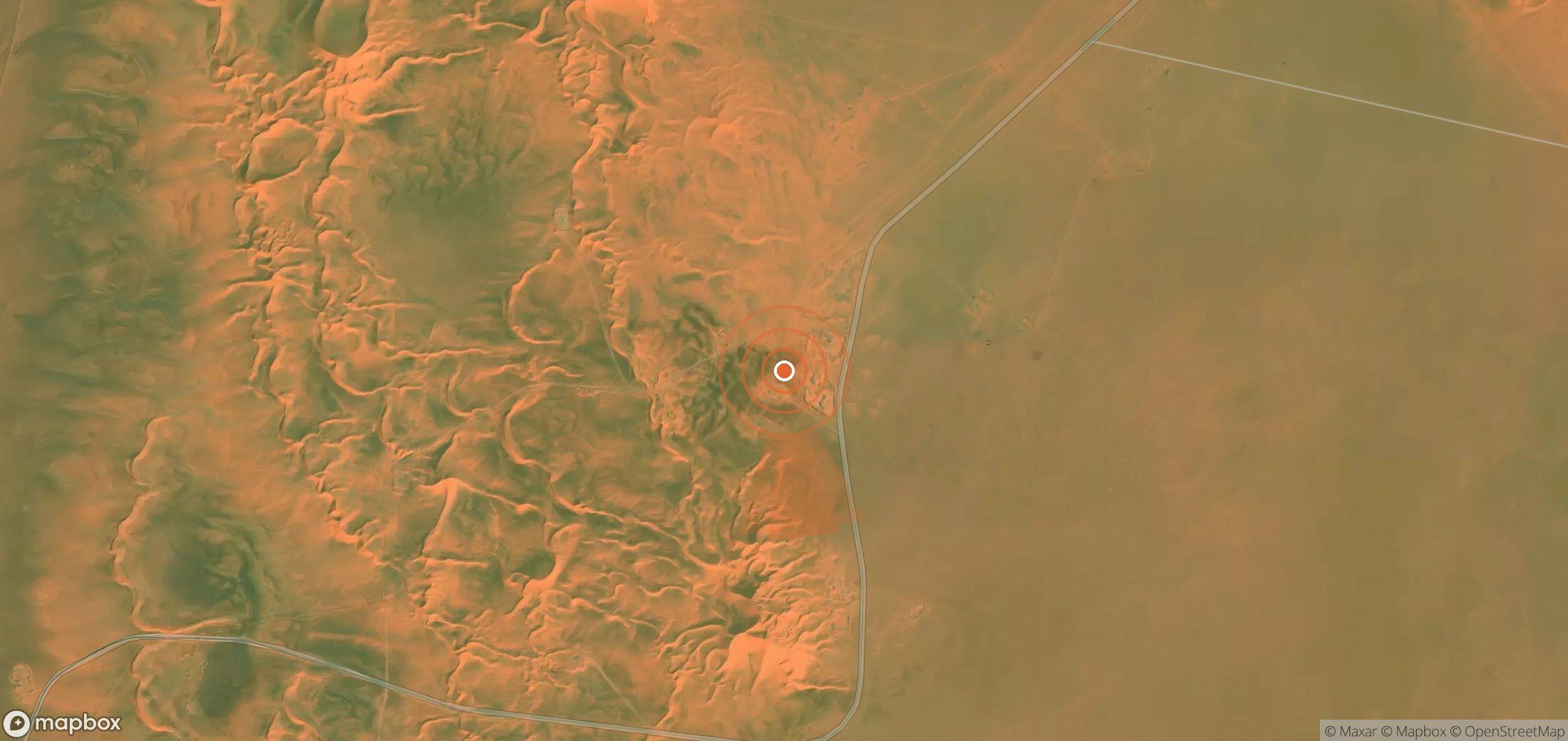 Mapa satelital de plumas de metano en Argelia