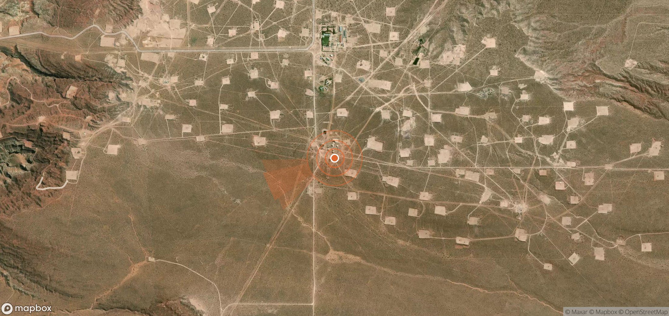 Satellite map of methane plume locations in Argentina