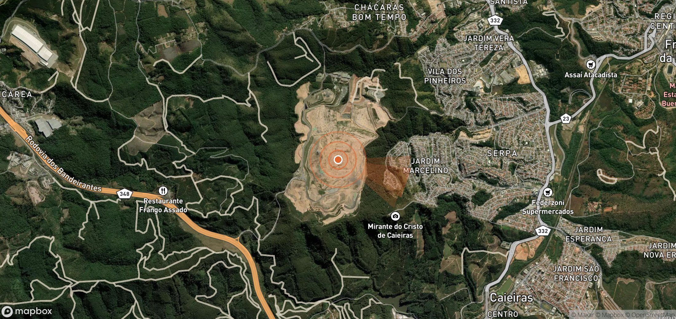 Satellite map of methane plume locations in Brazil