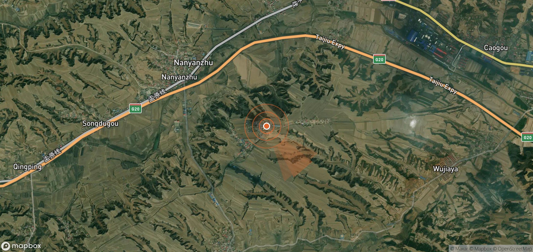 Satellite map of methane plume locations in China