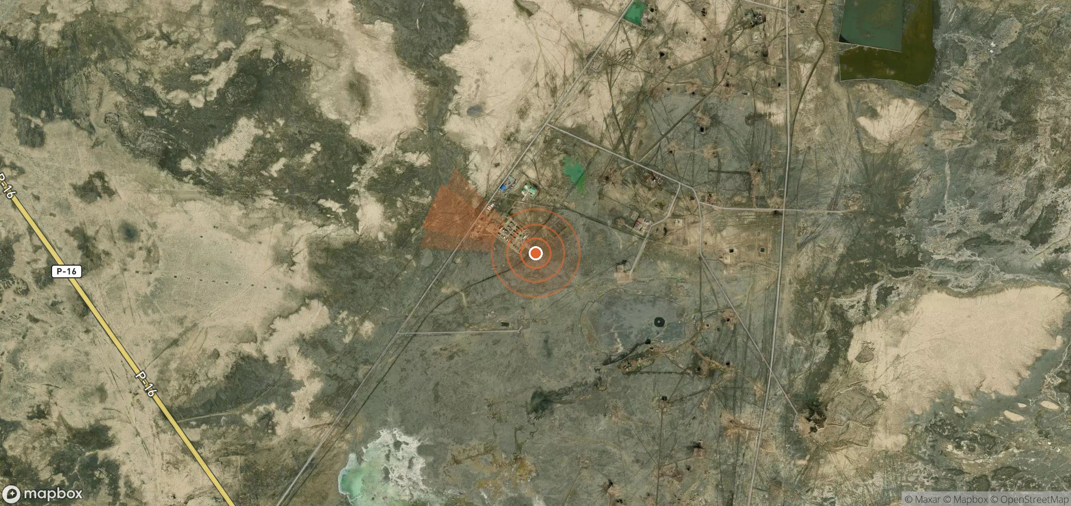 Satellite map of methane plume locations in Turkmenistan