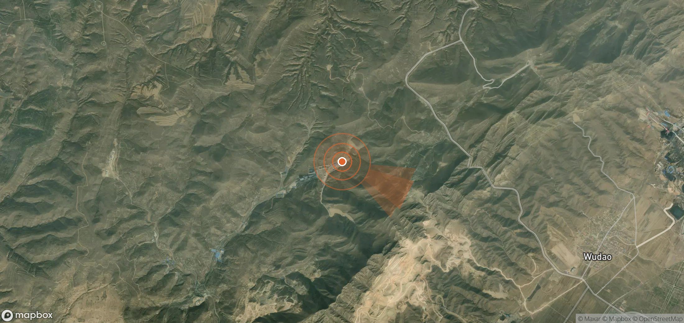 Satellite map of methane plume locations in China