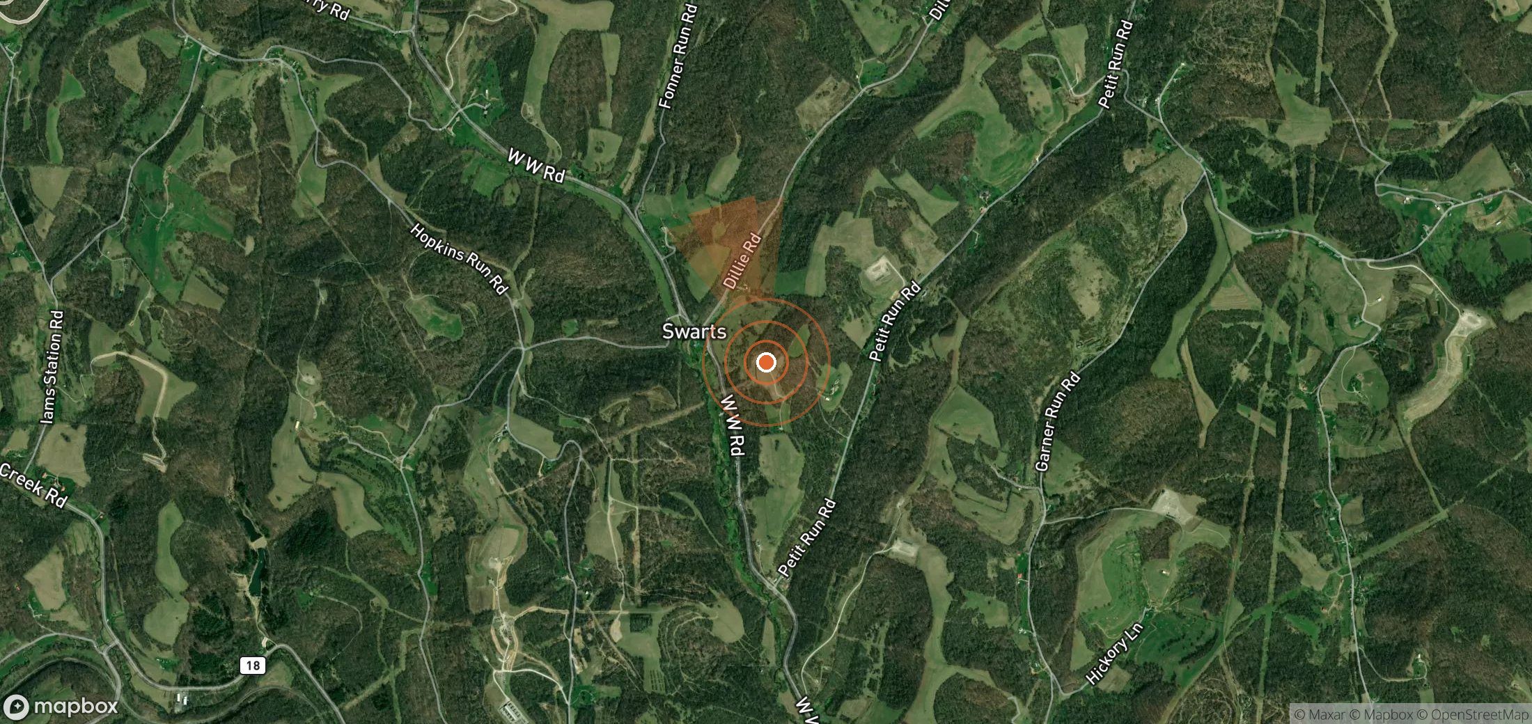 Satellite map of methane plume locations in United States