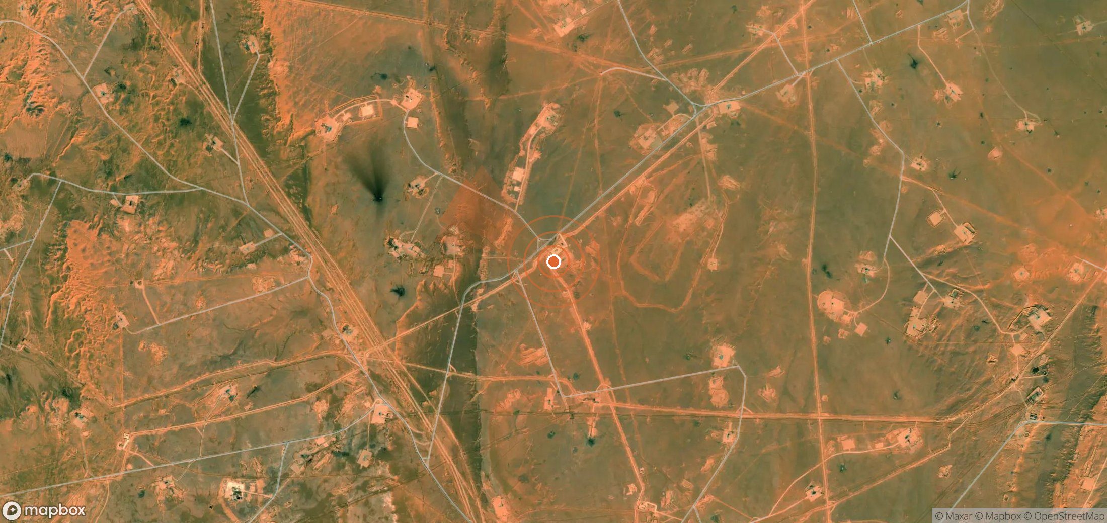 Mapa satelital de plumas de metano en Argelia