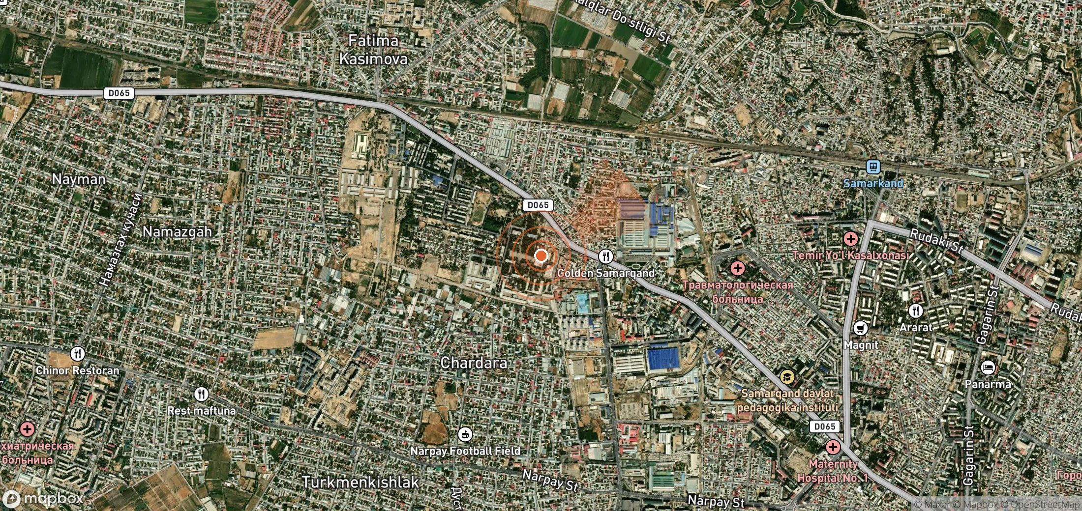 Satellite map of methane plume locations in Uzbekistan