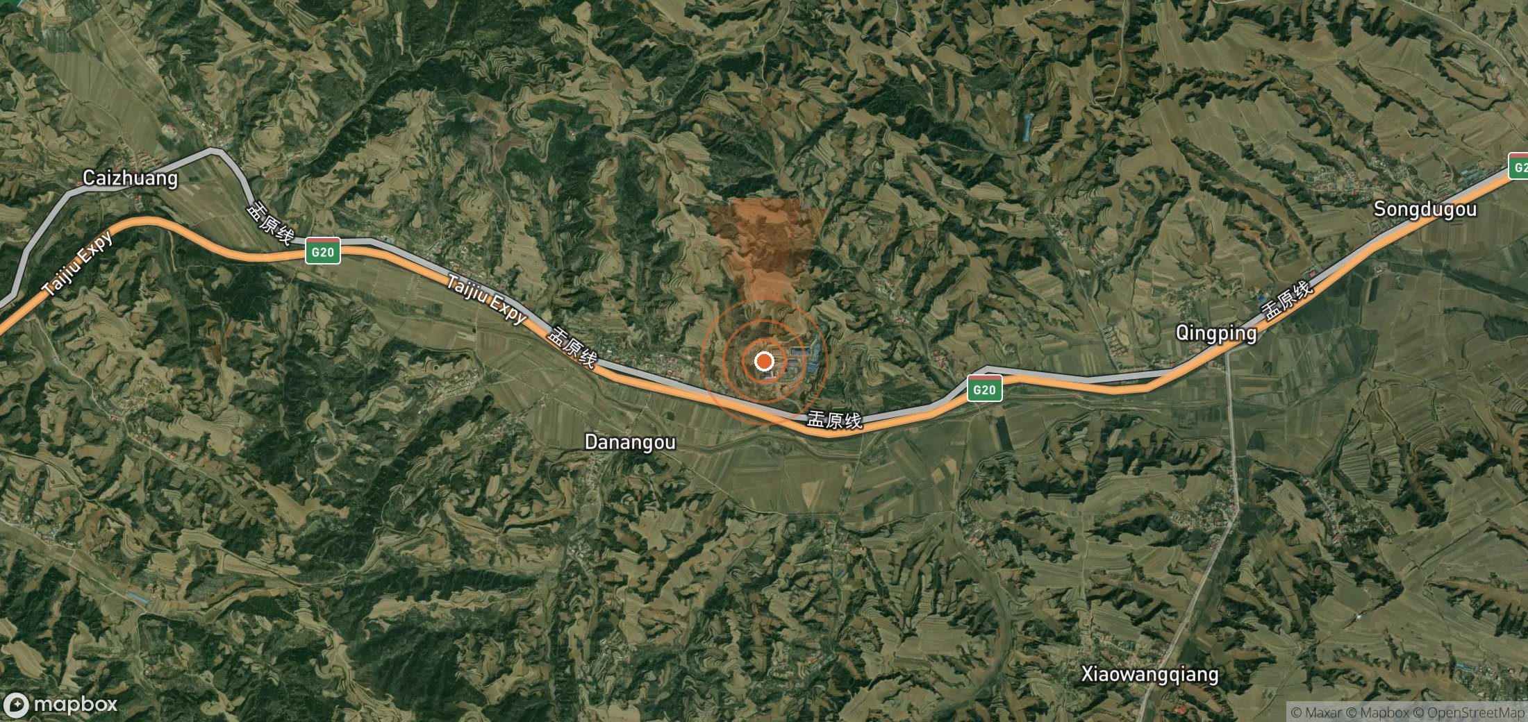 Satellite map of methane plume locations in China