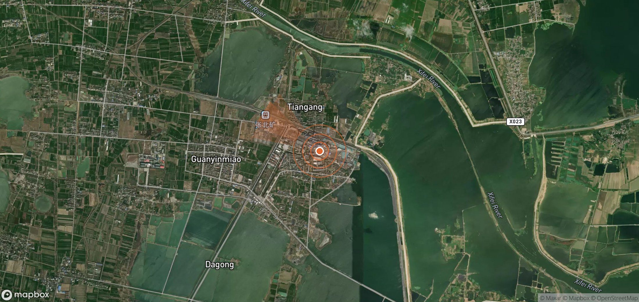 Satellite map of methane plume locations in China