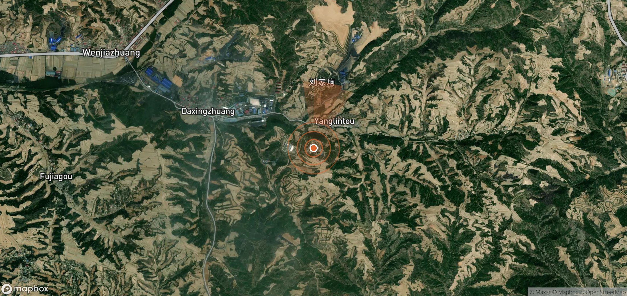 Satellite map of methane plume locations in China