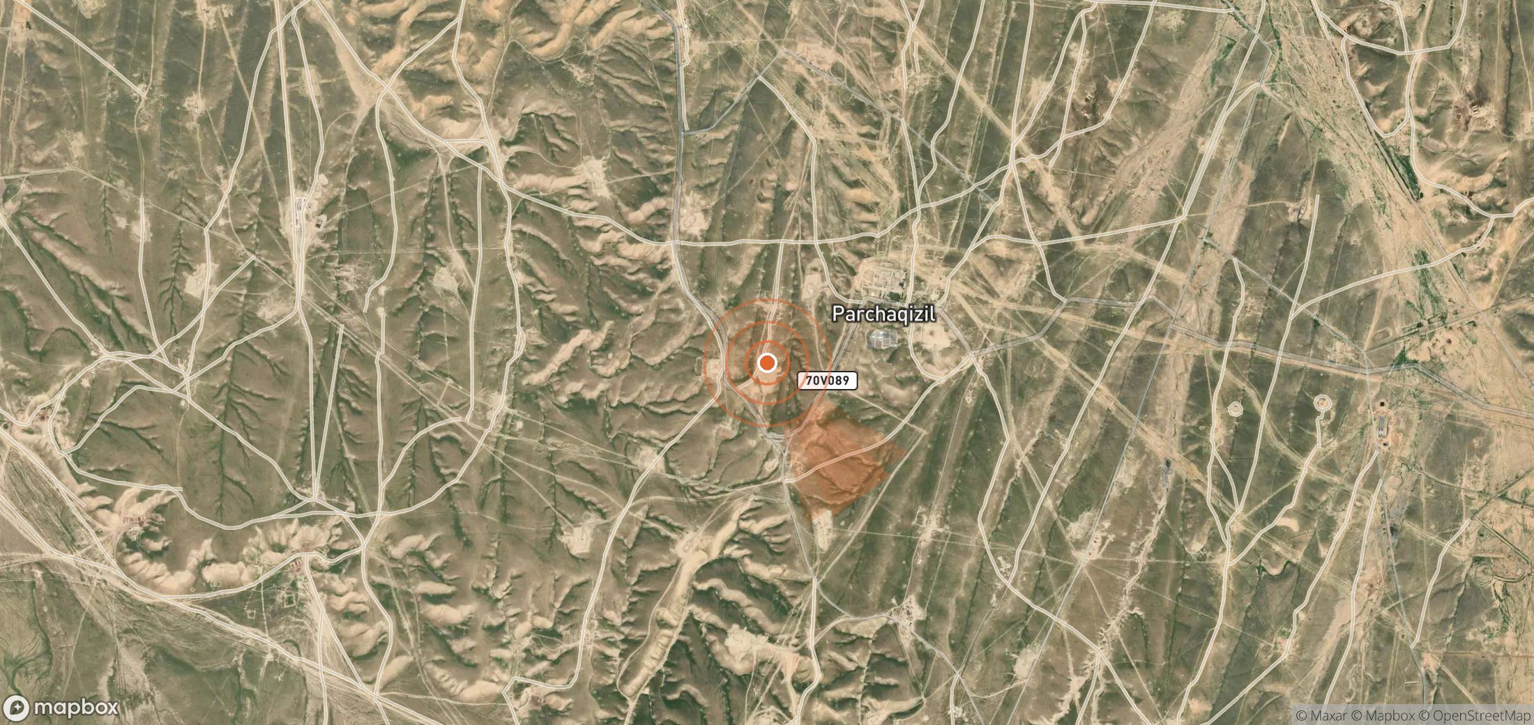 Satellite map of methane plume locations in Uzbekistan