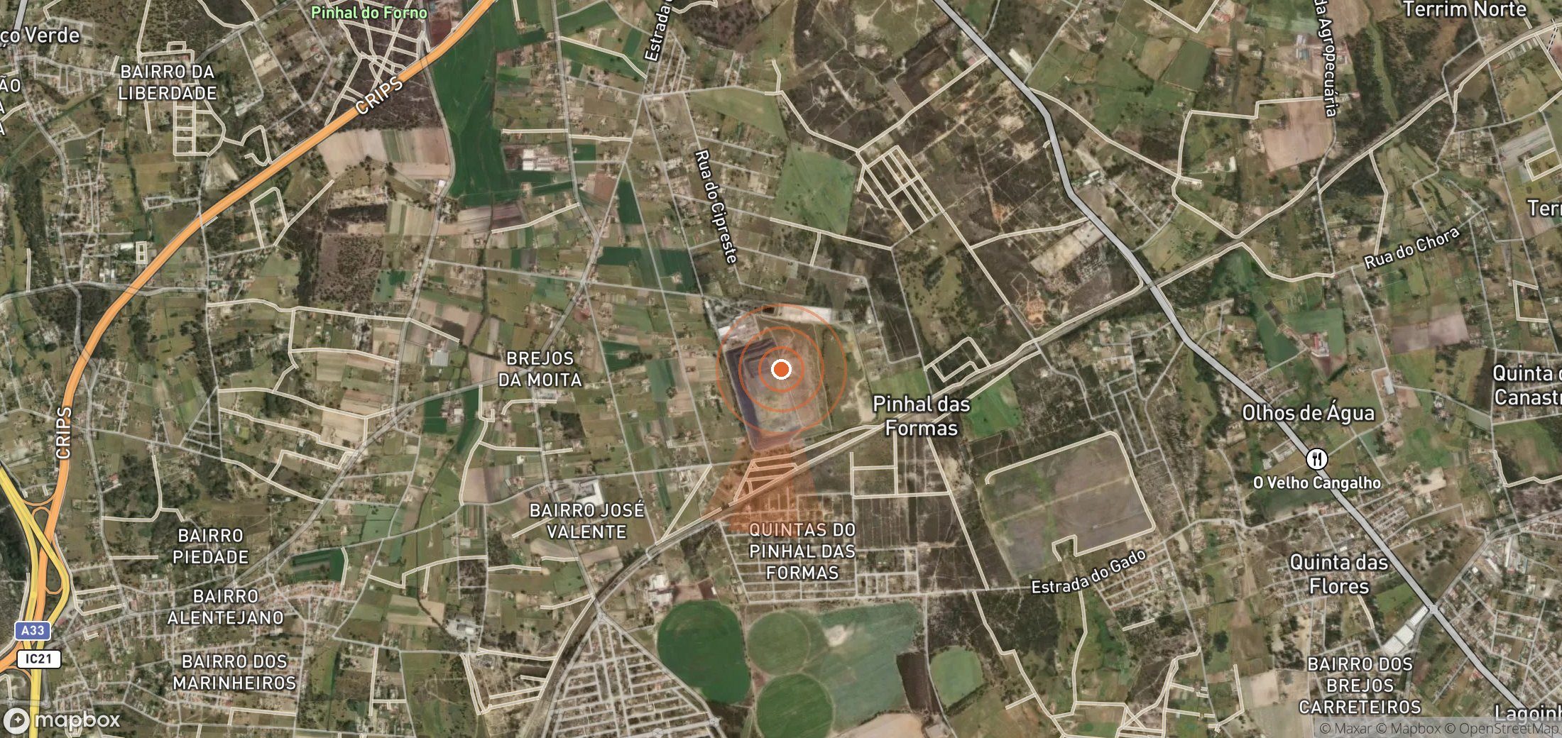 Mapa satelital de plumas de metano en Portugal