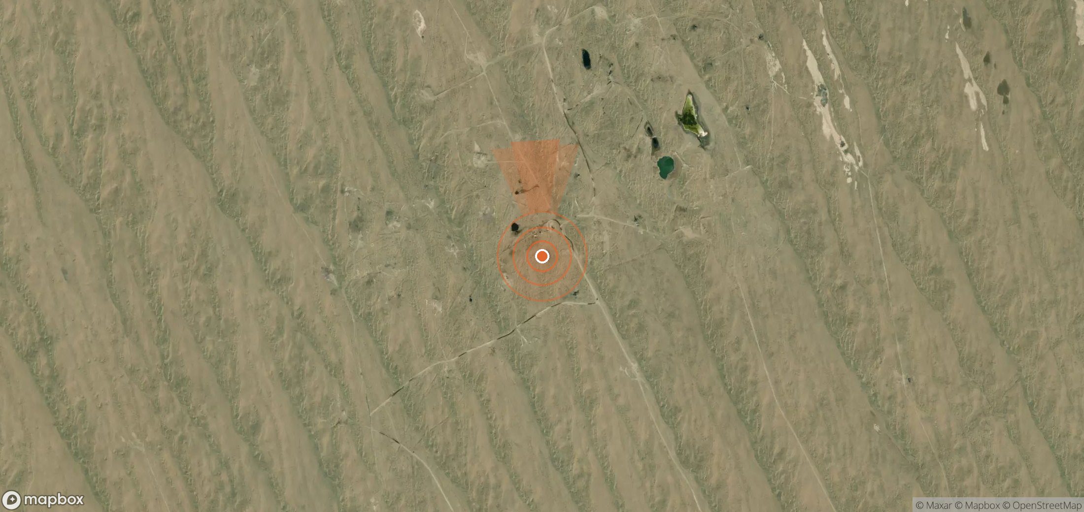 Mapa satelital de plumas de metano en Turkmenistán