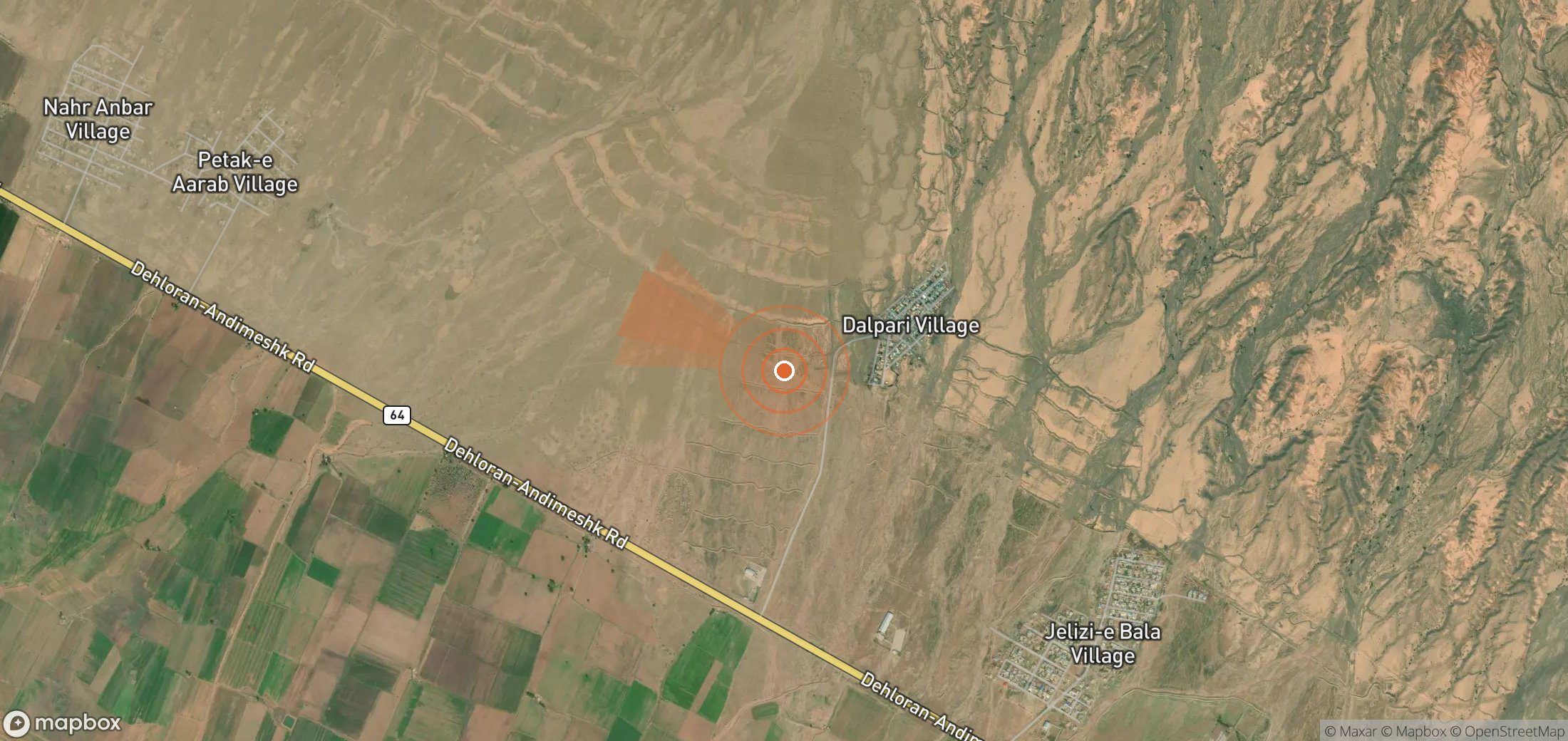 Satellite map of methane plume locations in Iran