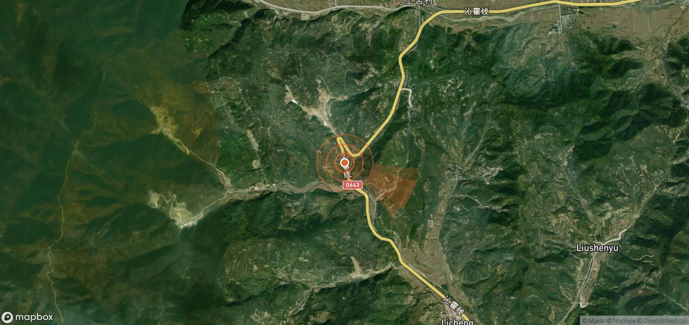 Mapa satelital de plumas de metano en China