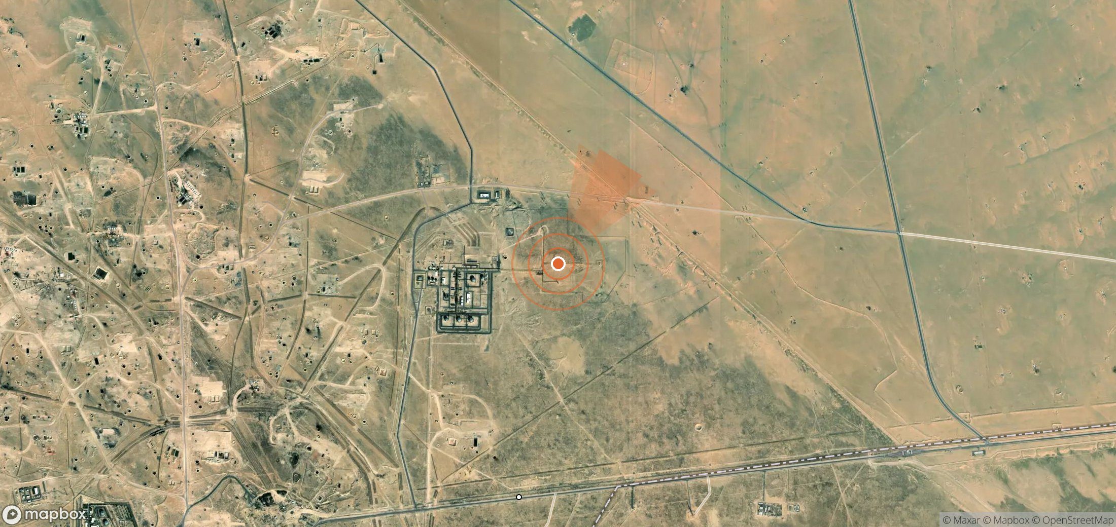 Satellite map of methane plume locations in Kuwait