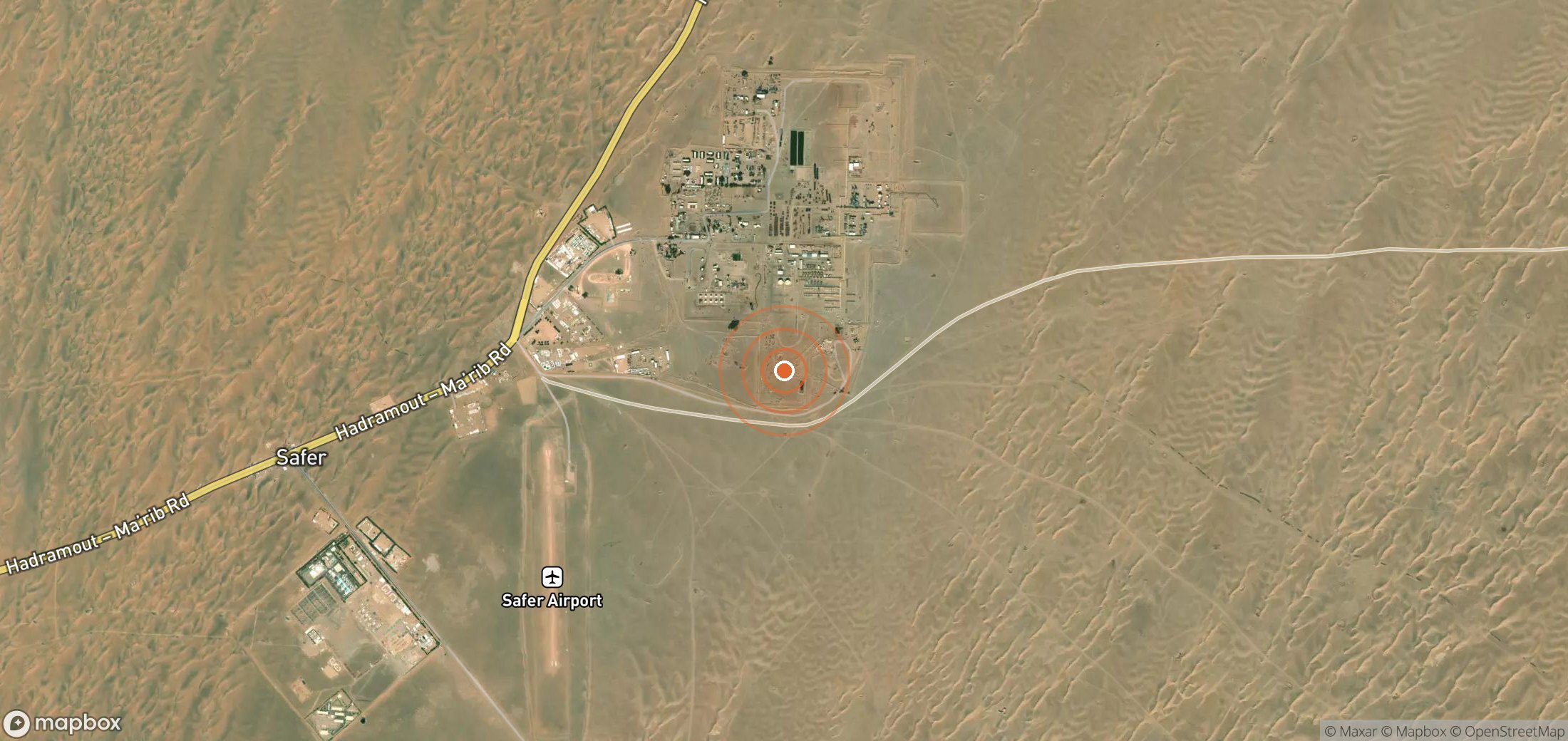 Satellite map of methane plume locations in Yemen