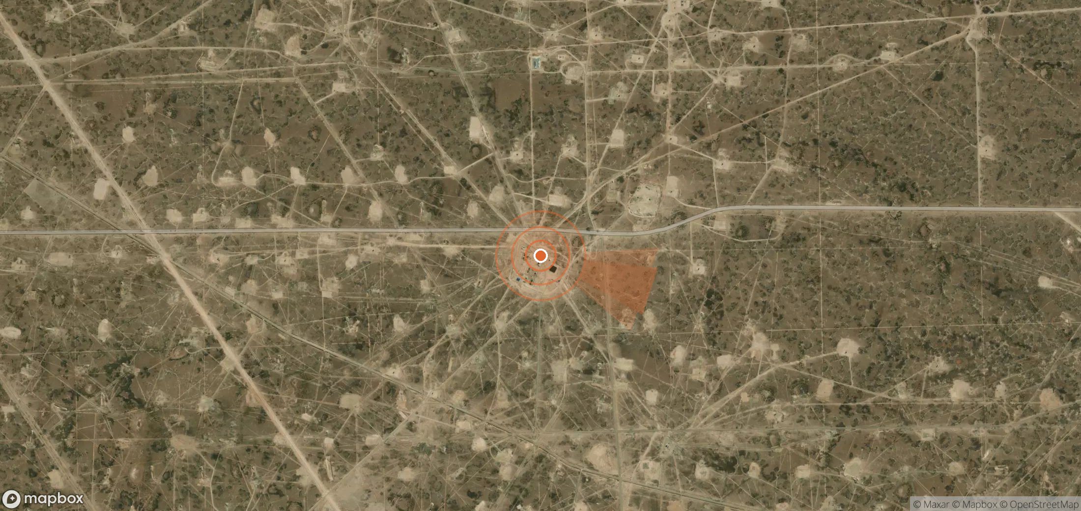 Satellite map of methane plume locations in Argentina
