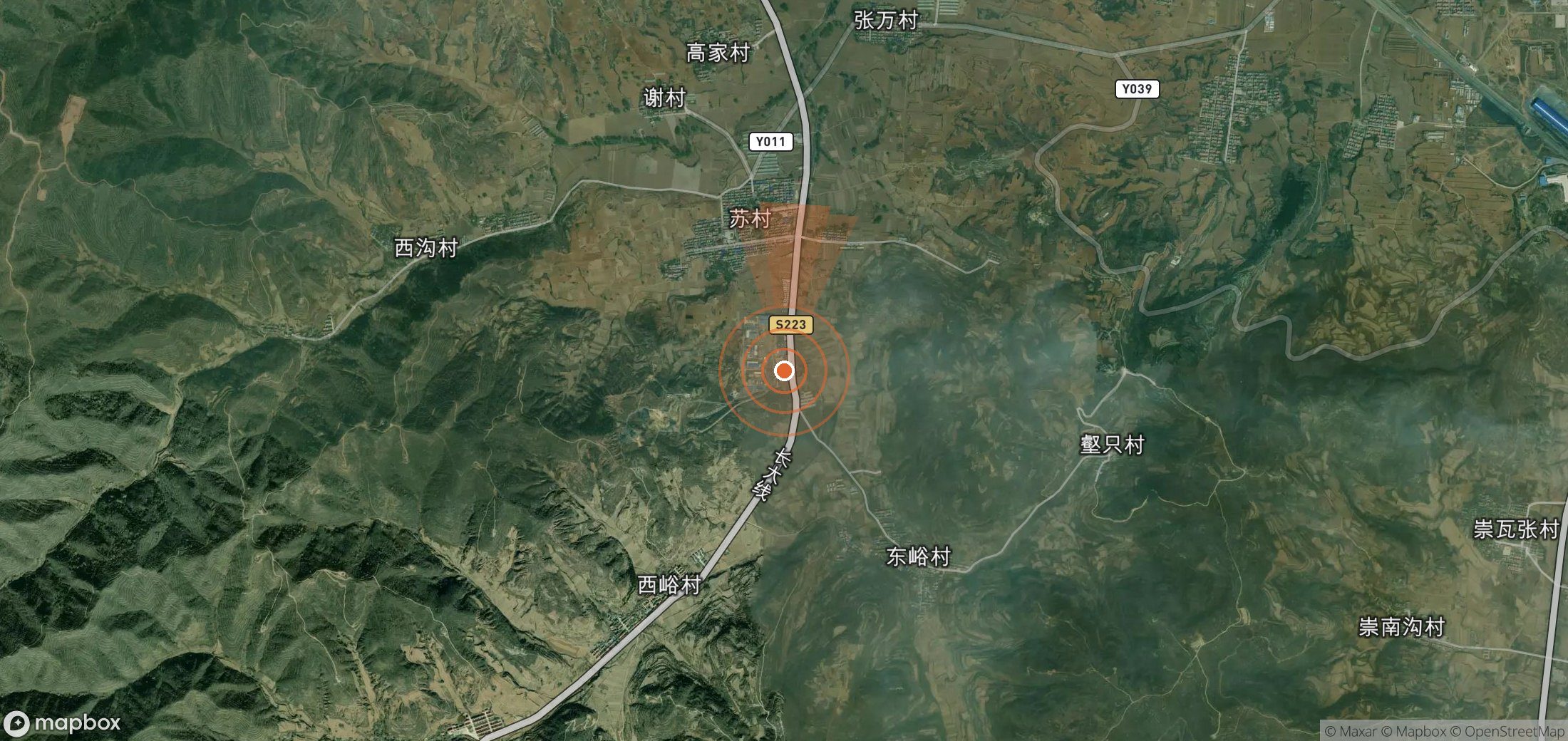 Mapa satelital de plumas de metano en China