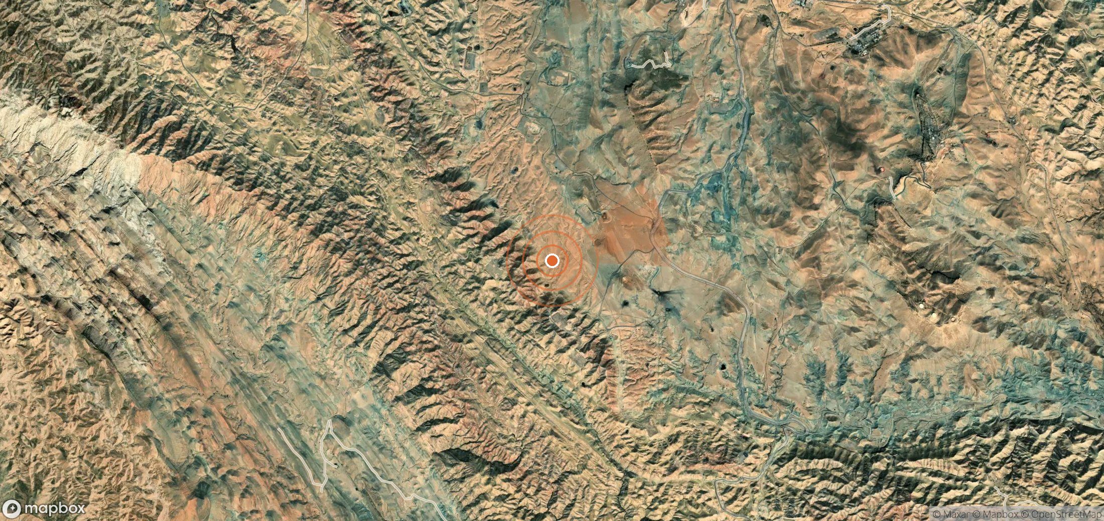 Satellite map of methane plume locations in Iran