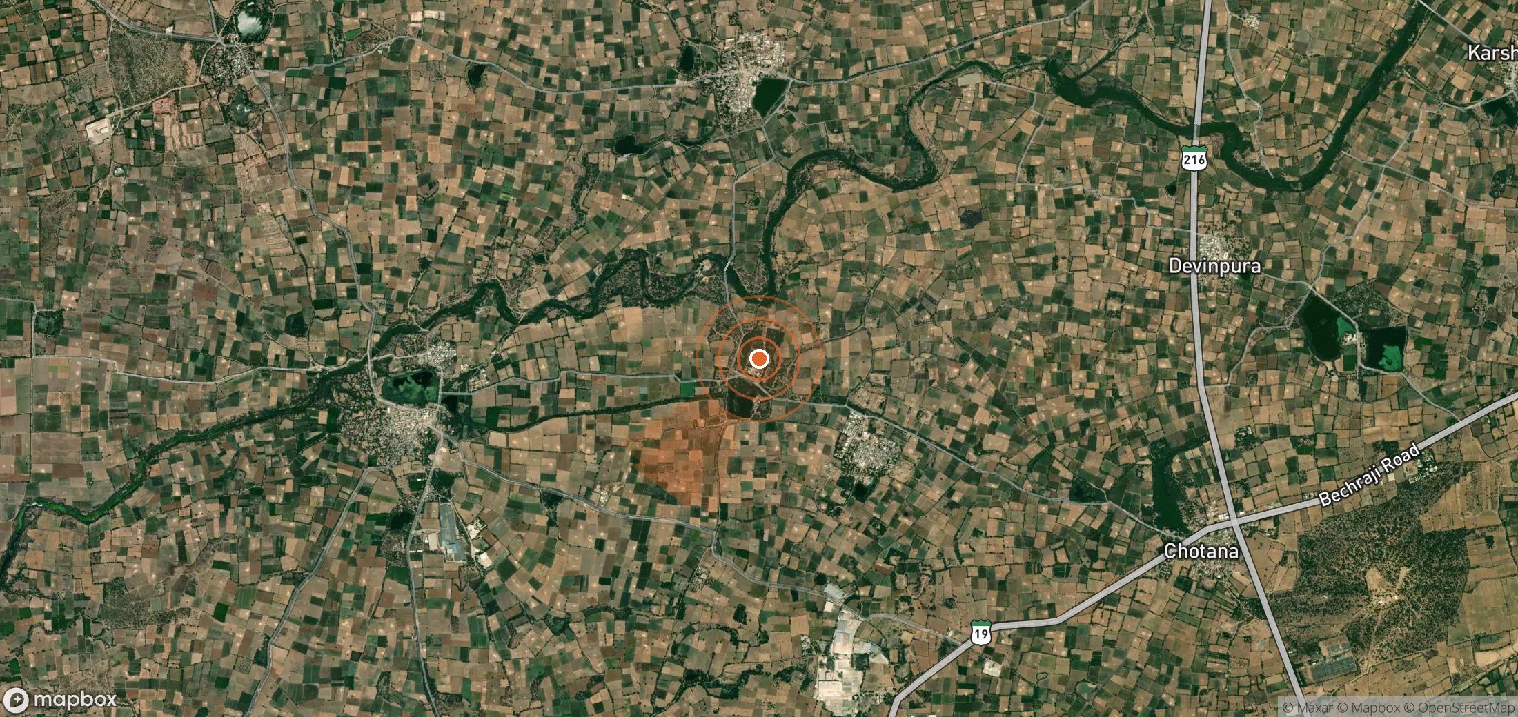 Satellite map of methane plume locations in India