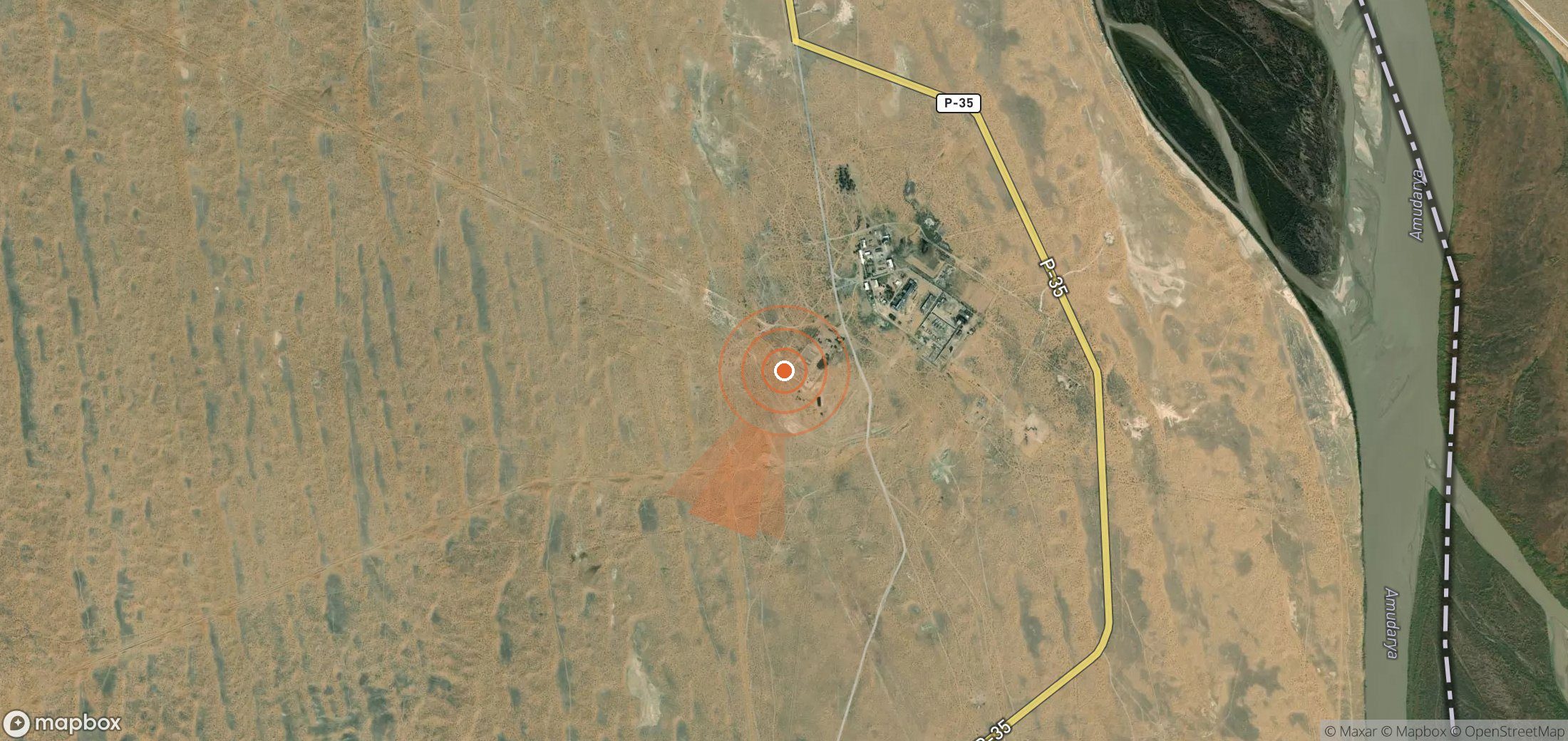 Mapa satelital de plumas de metano en Turkmenistán