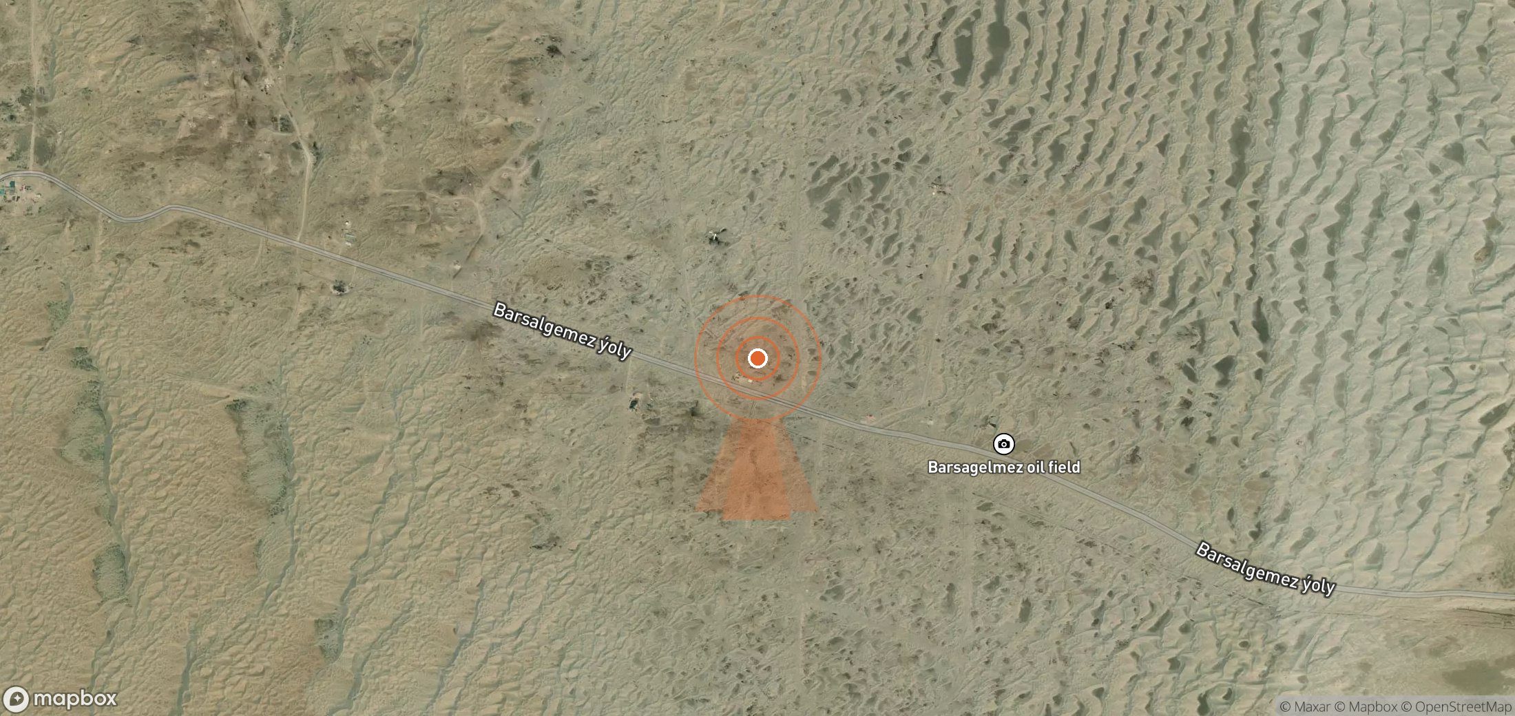 Satellite map of methane plume locations in Turkmenistan