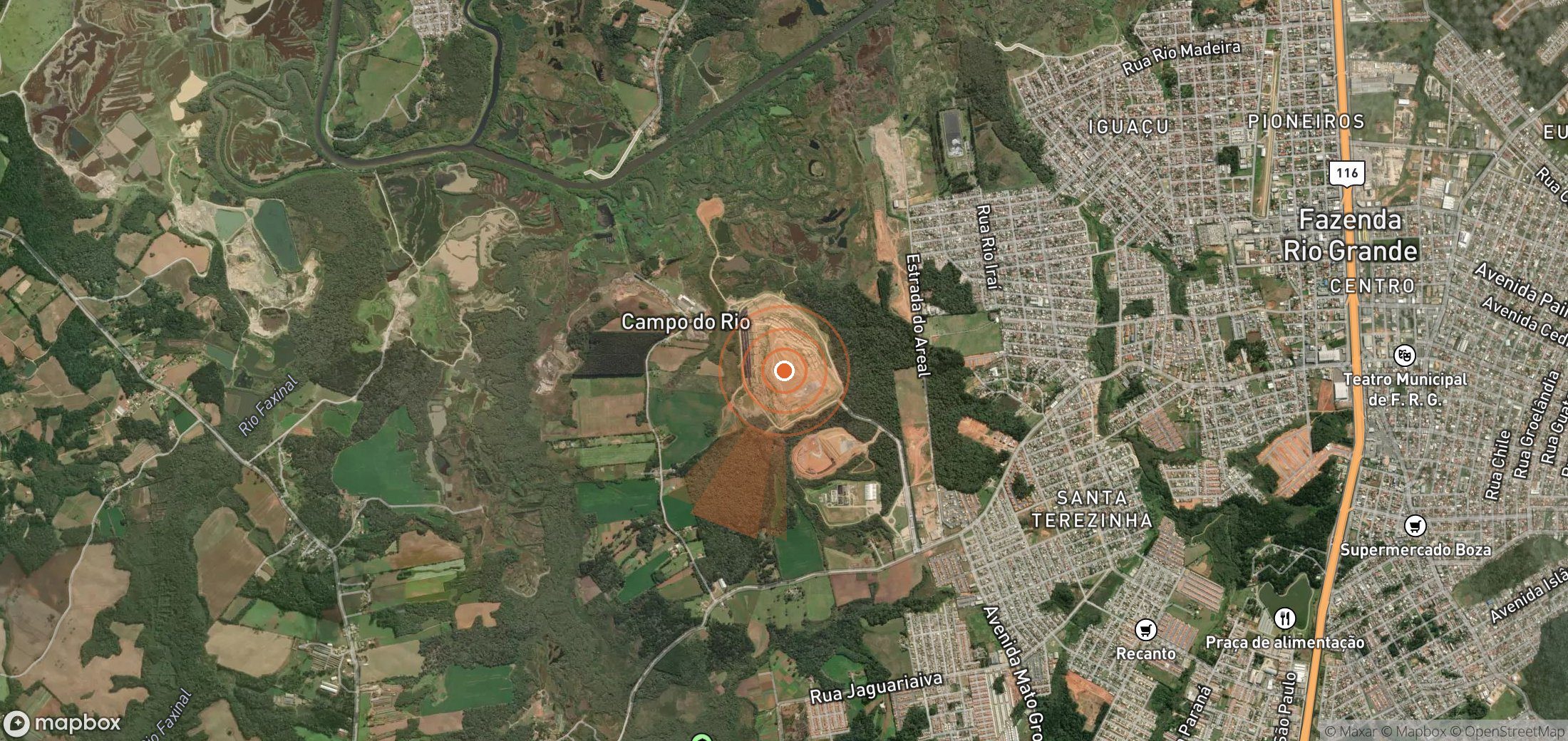 Satellite map of methane plume locations in Brazil