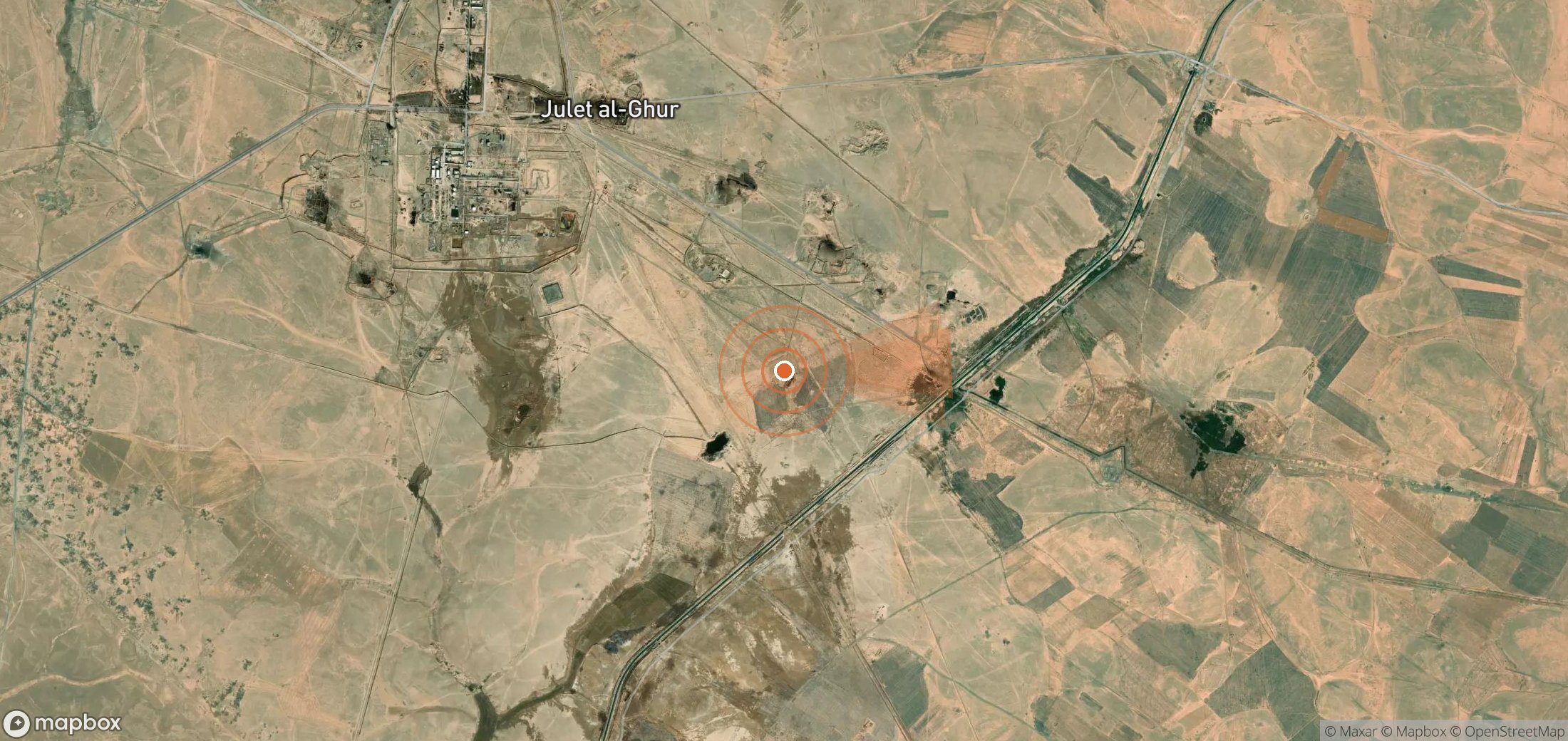 Mapa satelital de plumas de metano en Siria