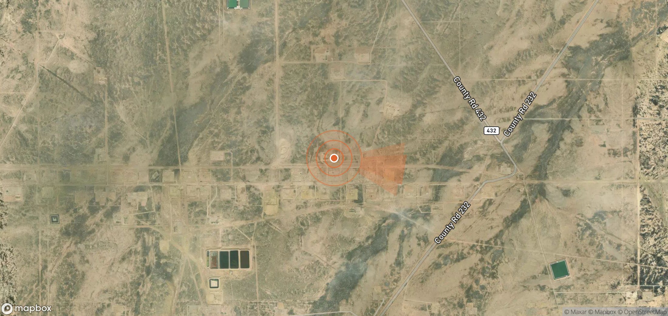 Mapa satelital de plumas de metano en Estados Unidos