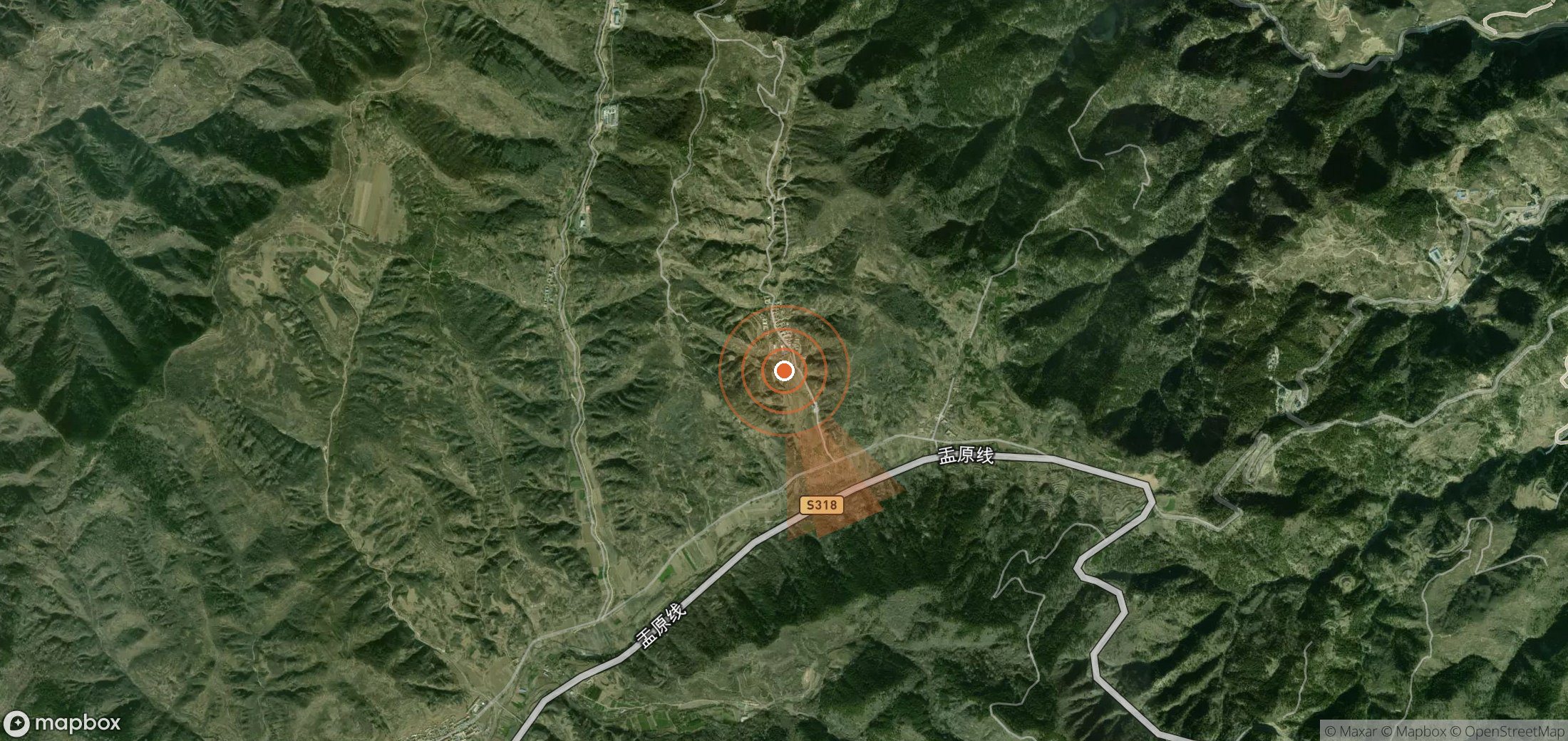 Mapa satelital de plumas de metano en China