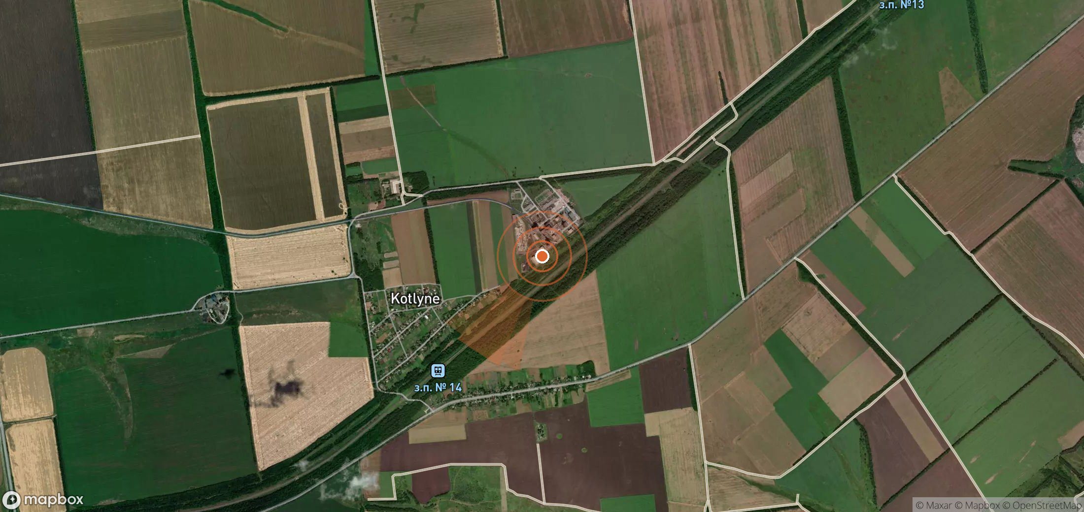 Satellite map of methane plume locations in Ukraine
