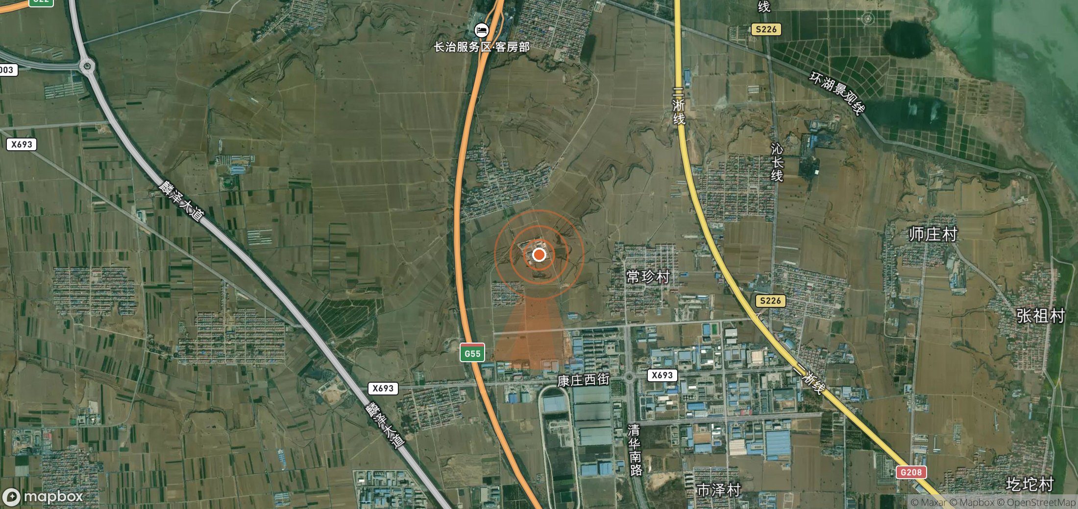Satellite map of methane plume locations in China
