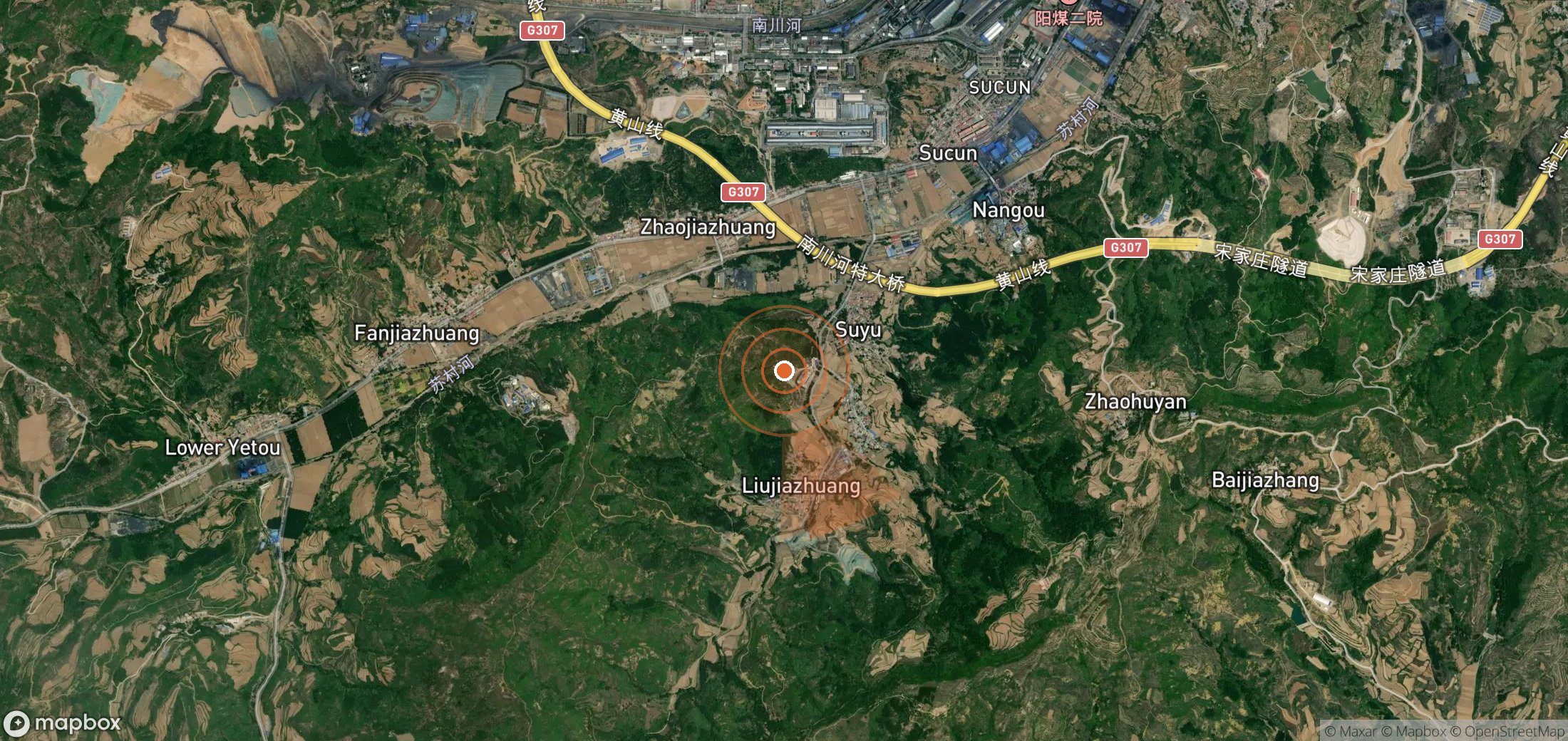Satellite map of methane plume locations in China