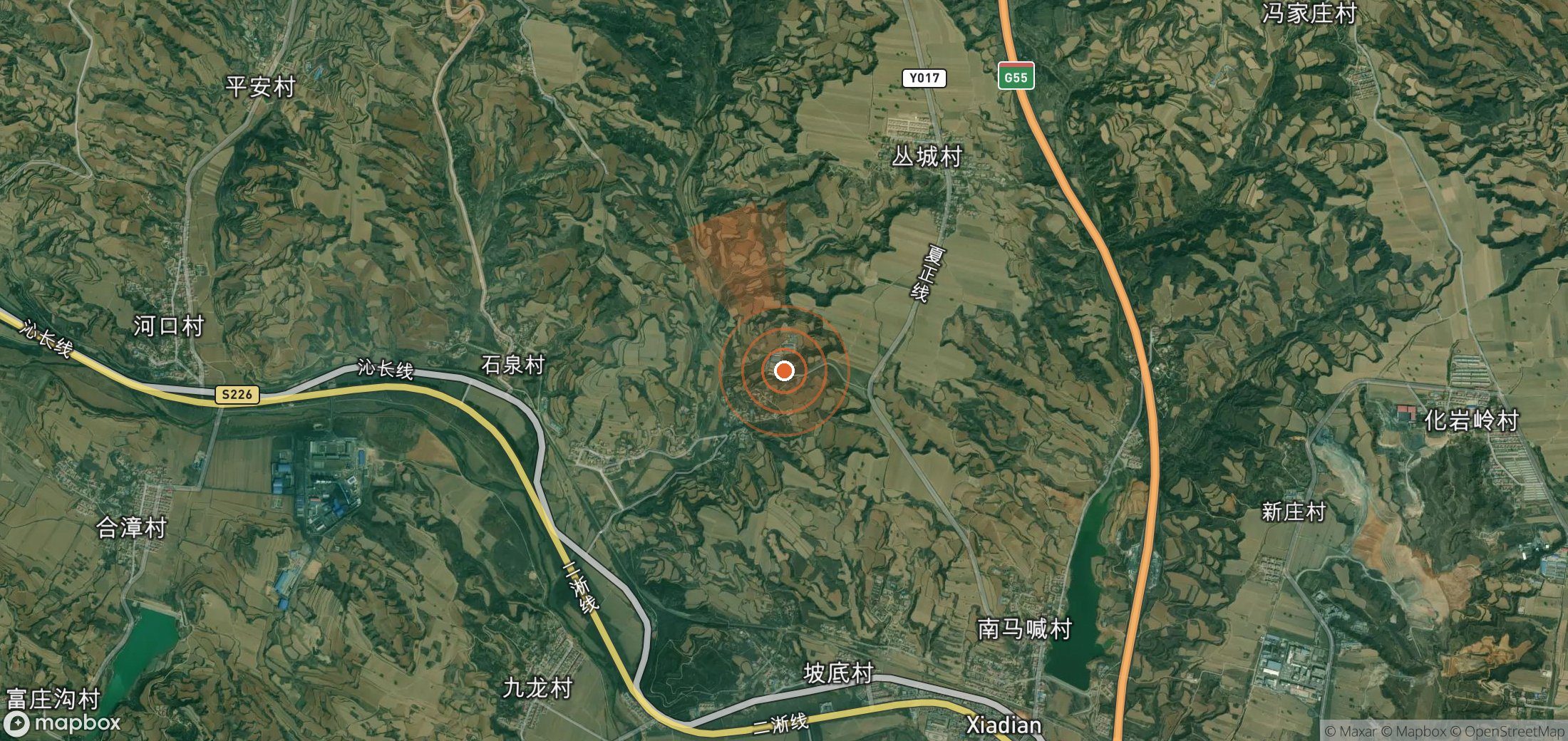 Mapa satelital de plumas de metano en China
