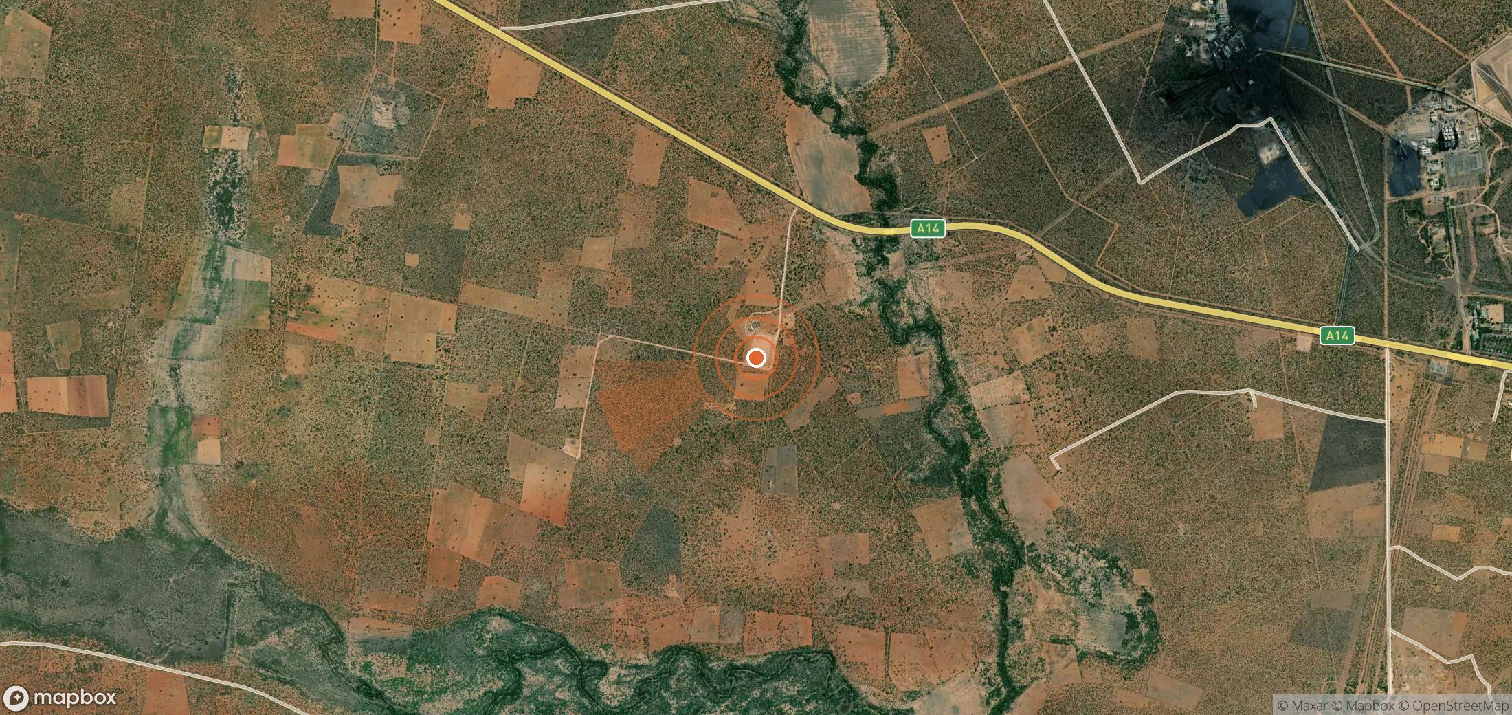 Mapa satelital de plumas de metano en Botsuana