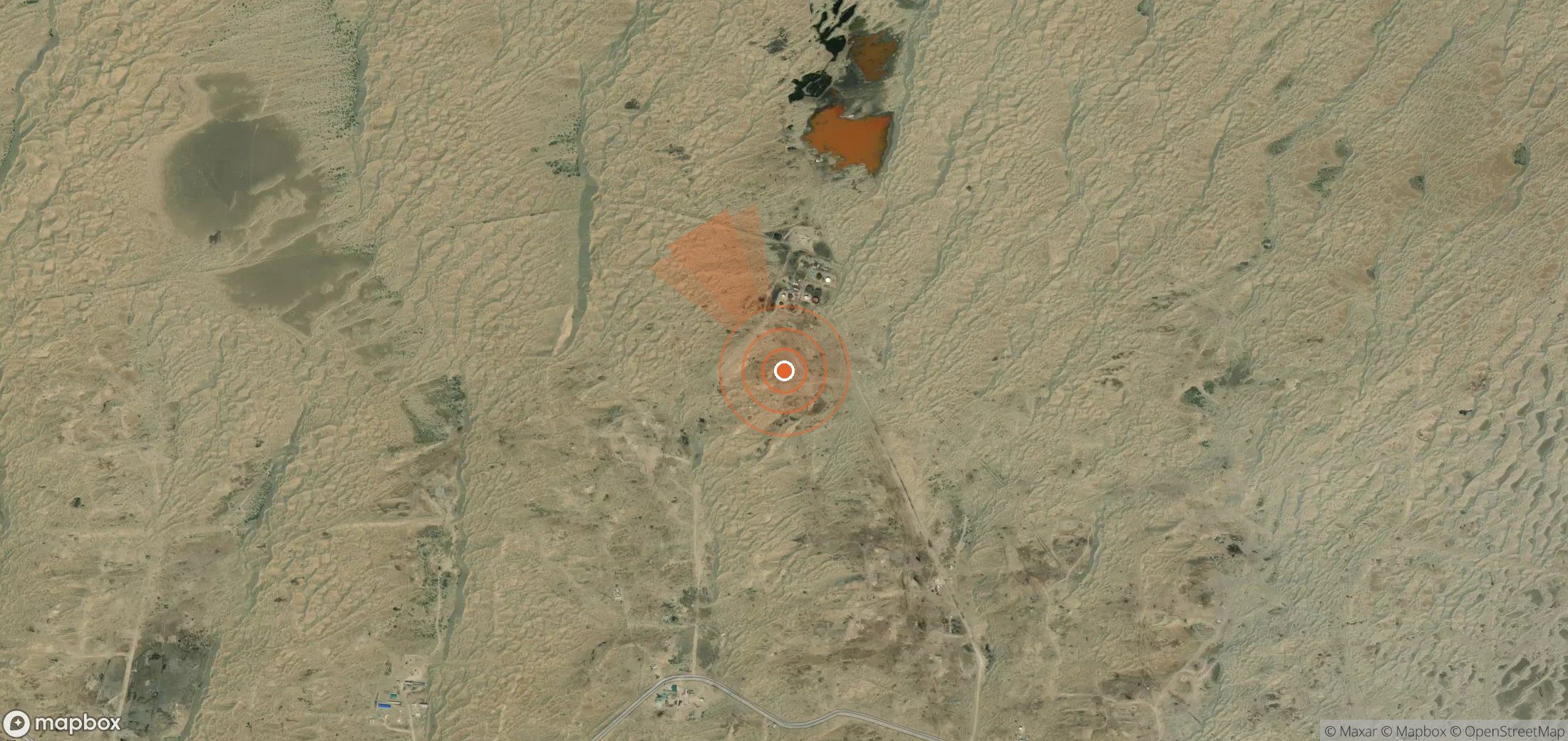 Satellite map of methane plume locations in Turkmenistan