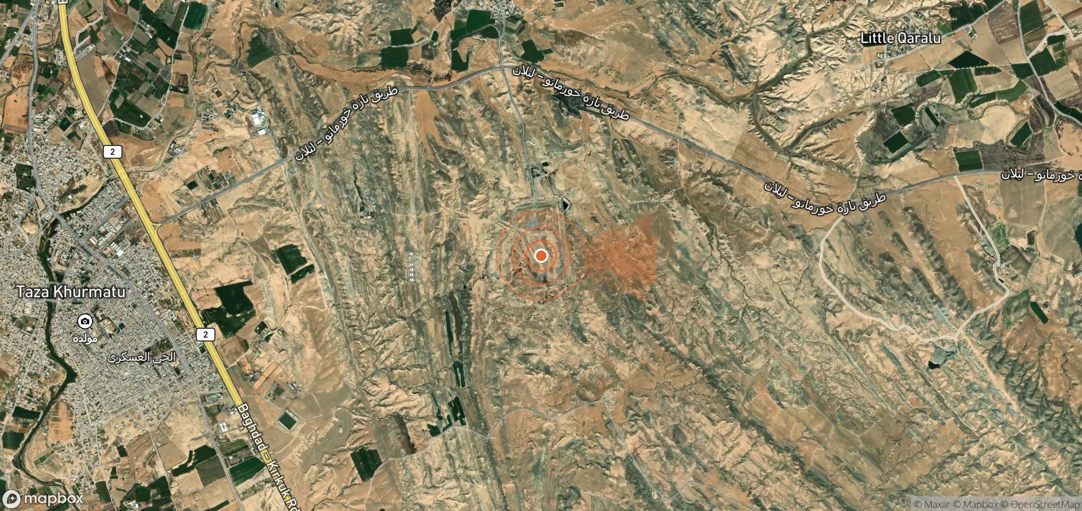 Mapa satelital de plumas de metano en Irak