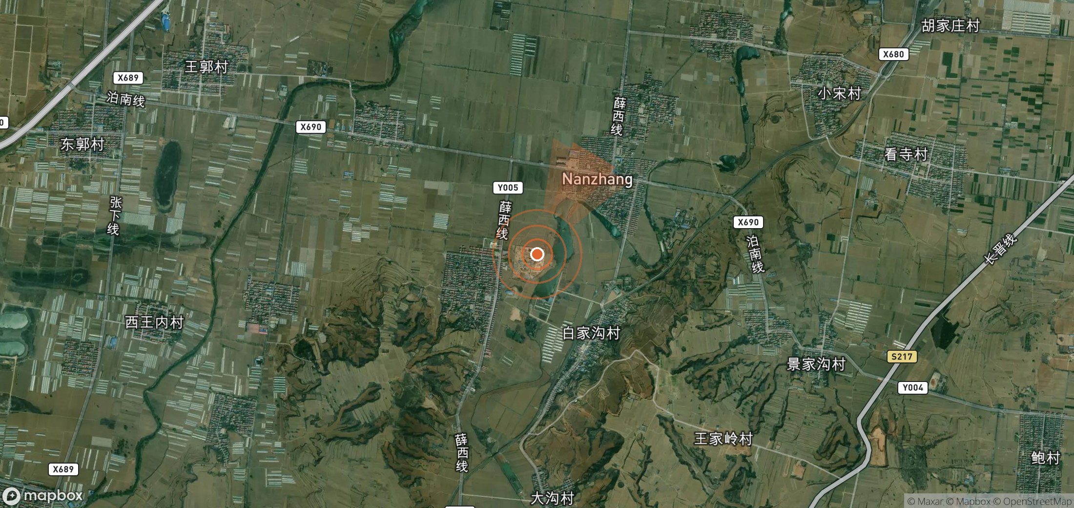 Mapa satelital de plumas de metano en China