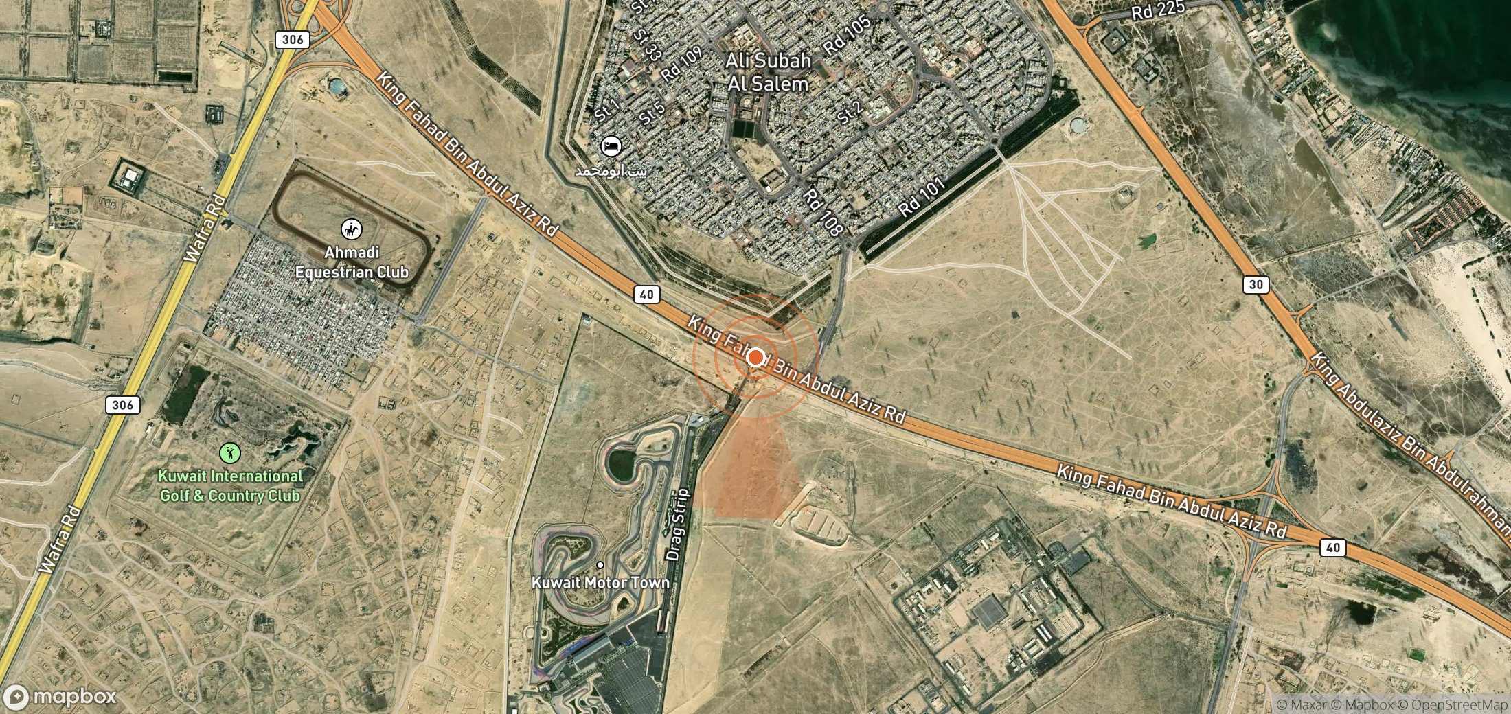 Mapa satelital de plumas de metano en Kuwait