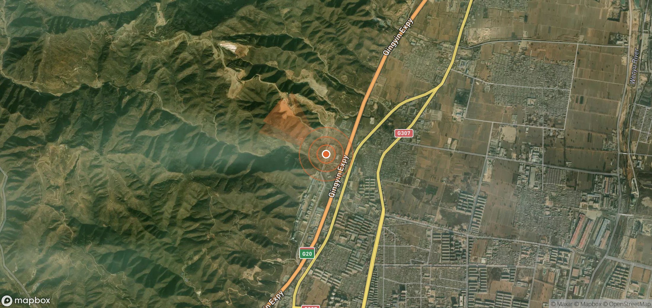 Satellite map of methane plume locations in China