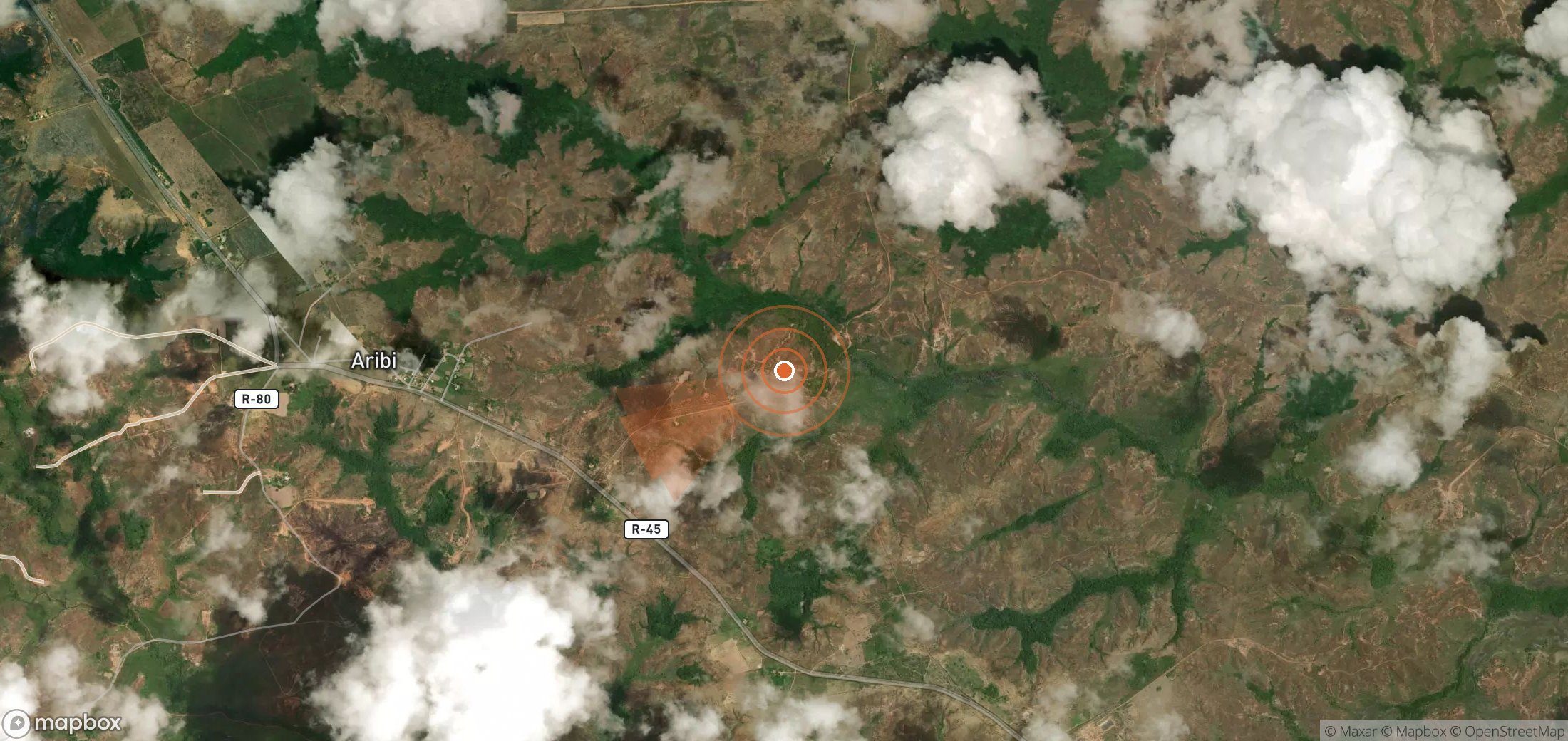 Satellite map of methane plume locations in Venezuela