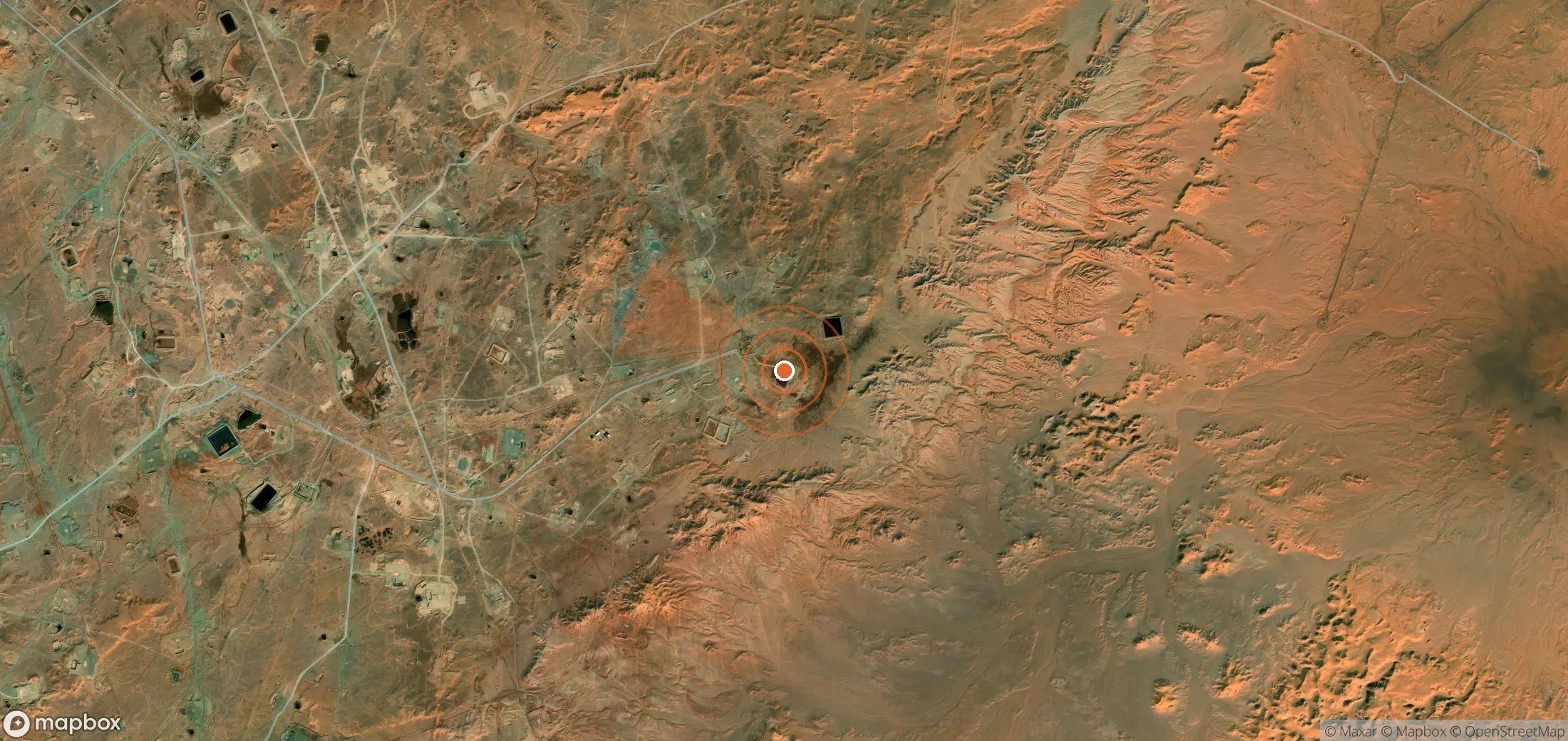Satellite map of methane plume locations in Algeria
