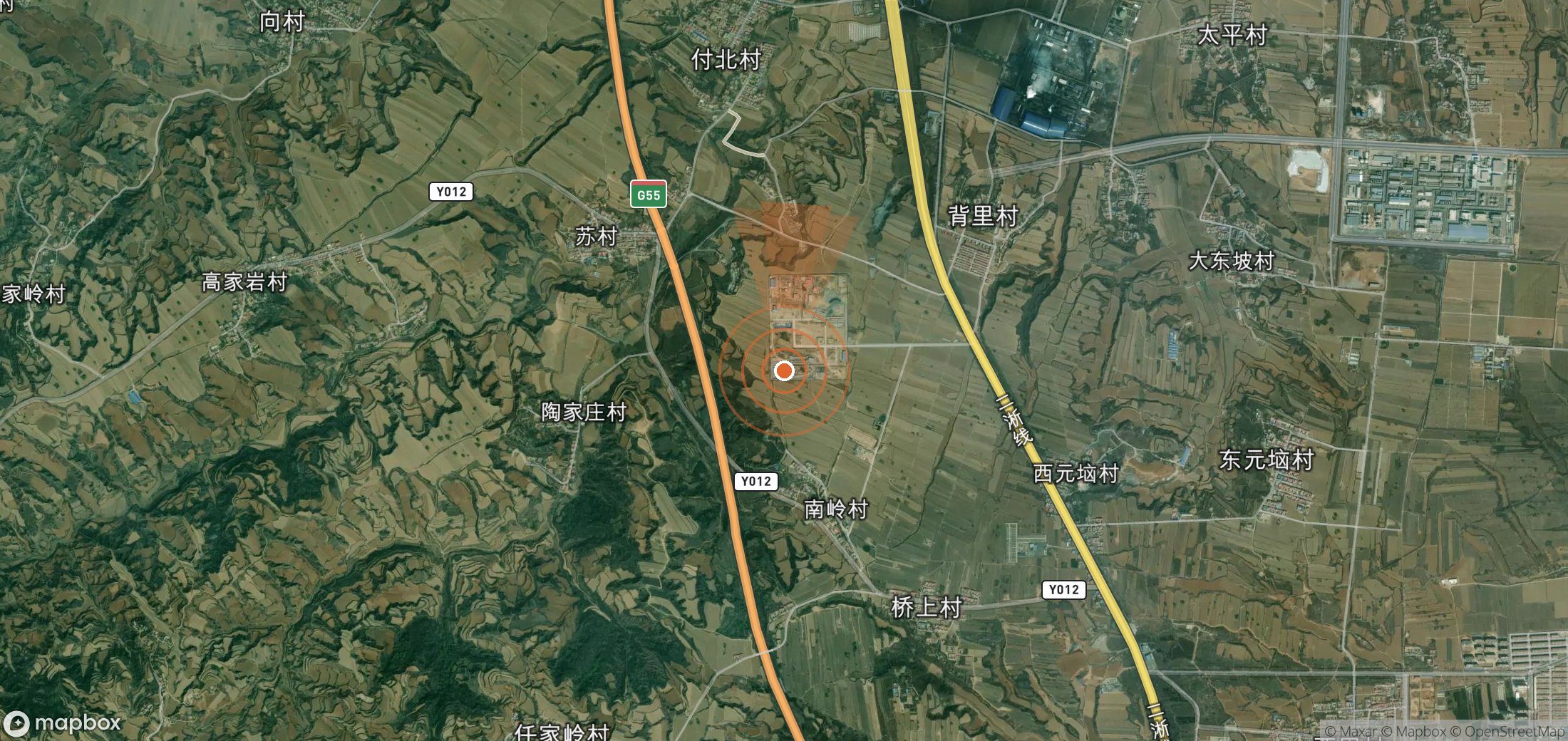 Satellite map of methane plume locations in China