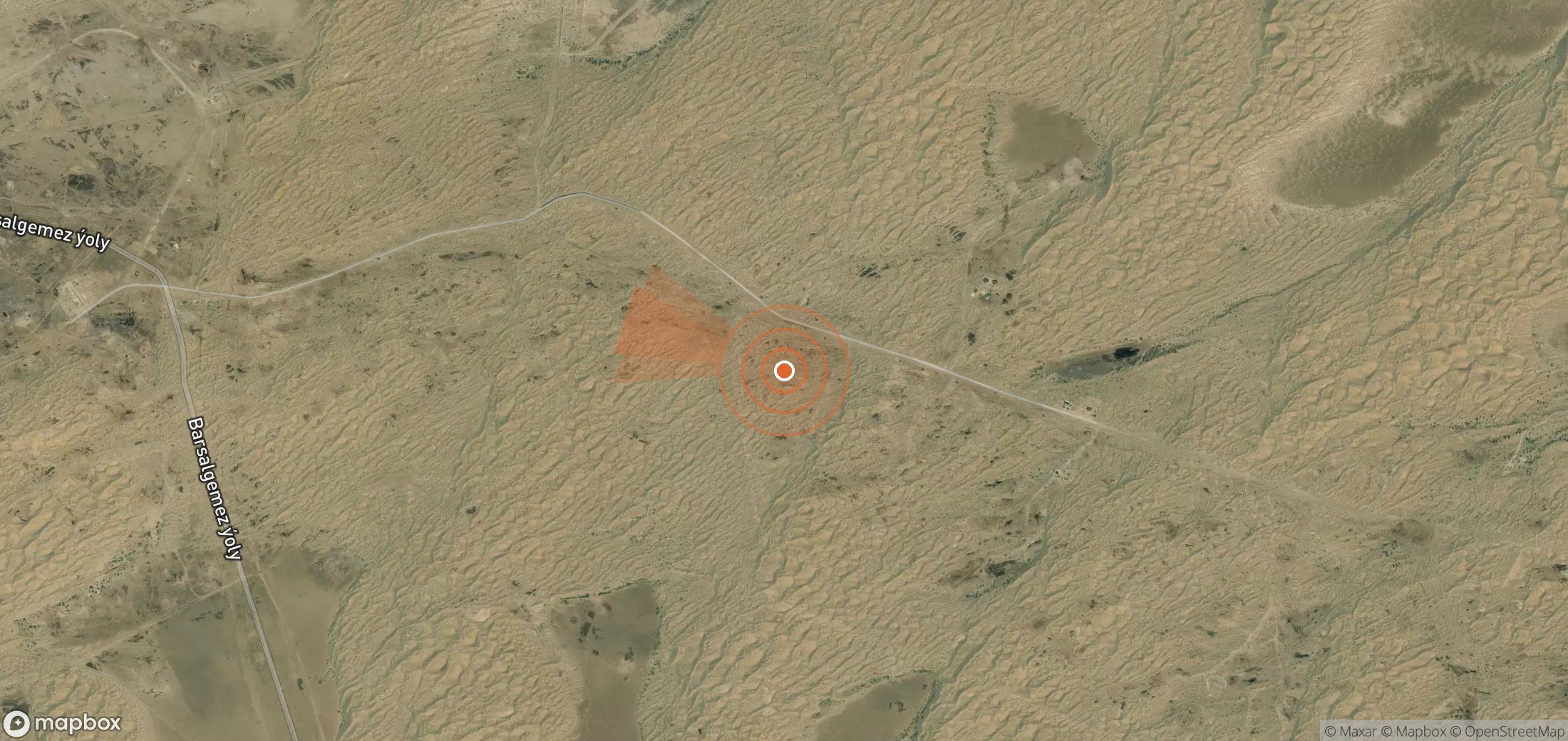 Mapa satelital de plumas de metano en Turkmenistán