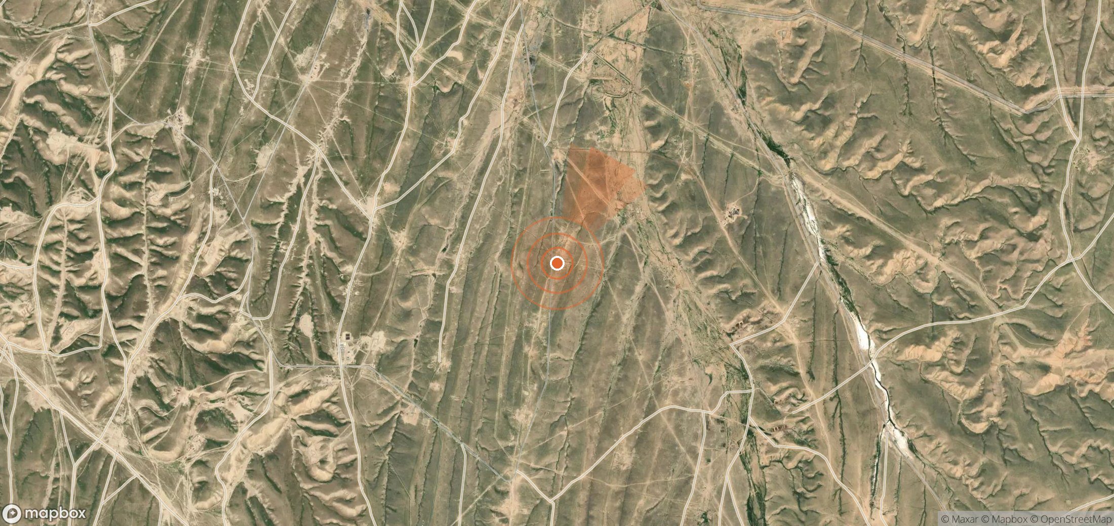 Satellite map of methane plume locations in Uzbekistan