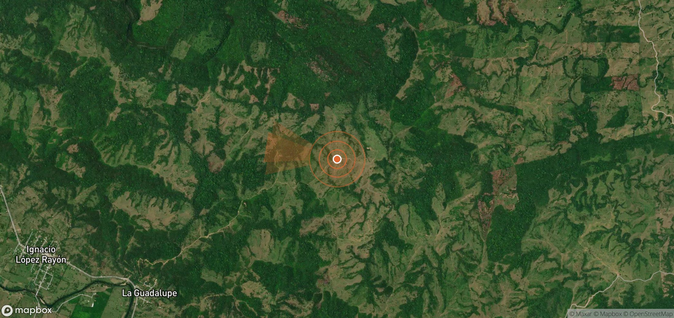 Satellite map of methane plume locations in Mexico
